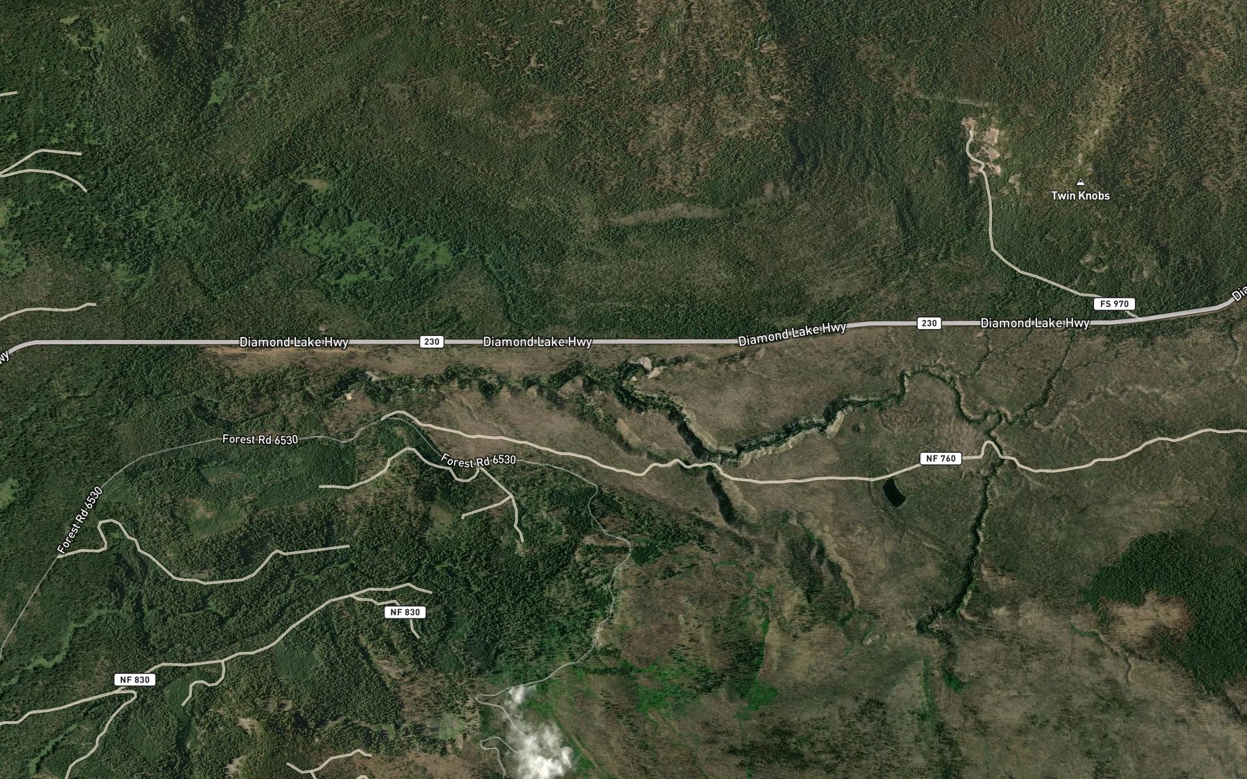 Satellite map of the Cascade Creek