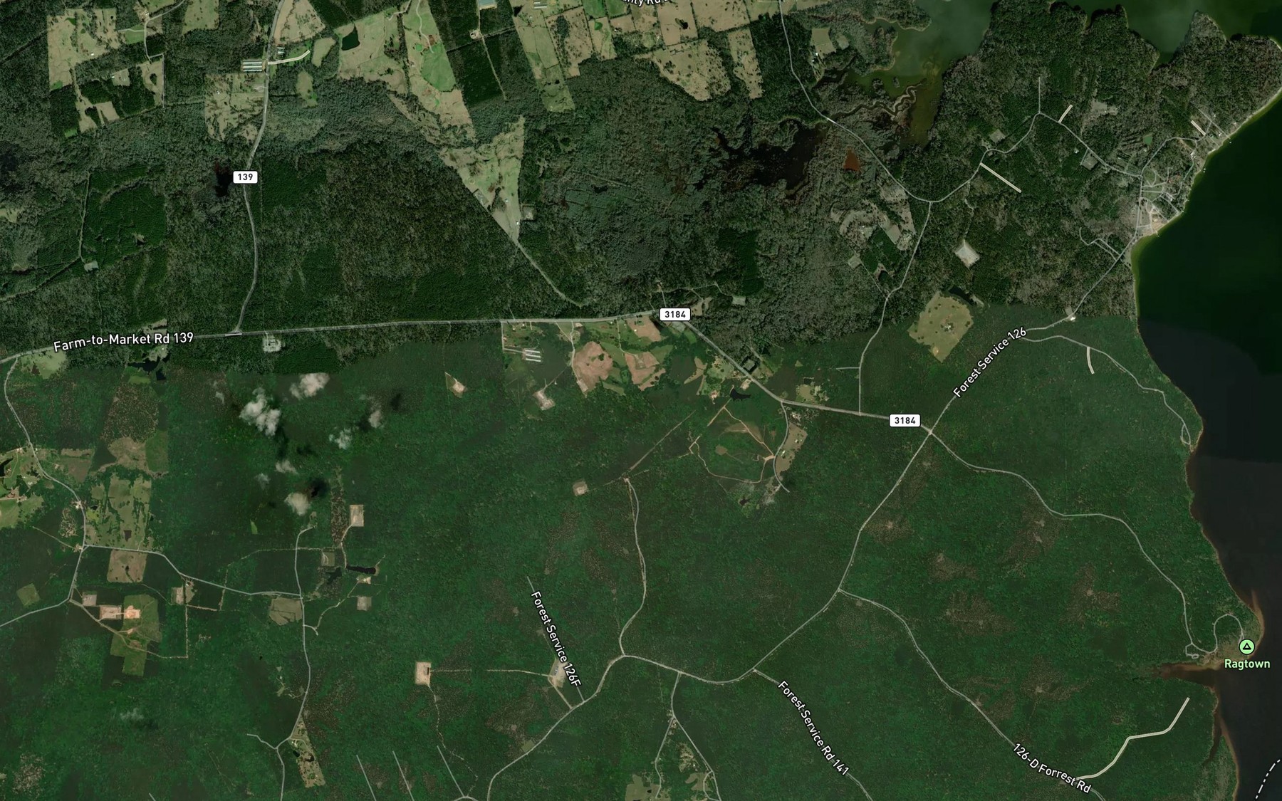 Satellite map of the South Bayou Blue