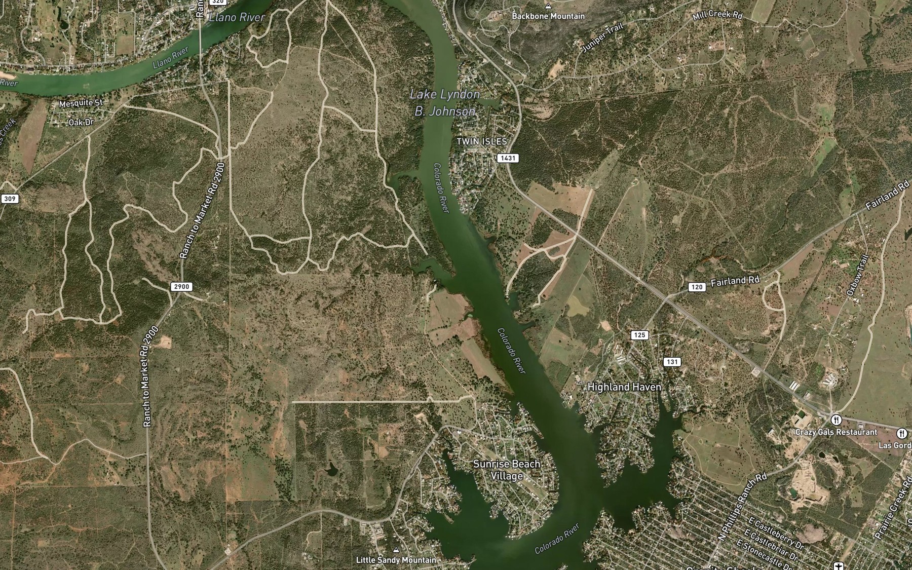 Satellite map of the Arant Creek