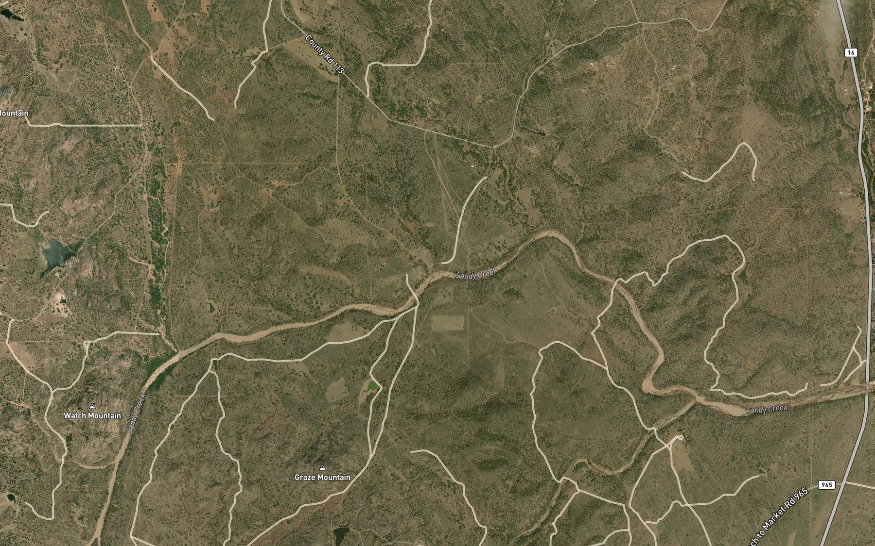 Satellite map of the Cottonwood Creek