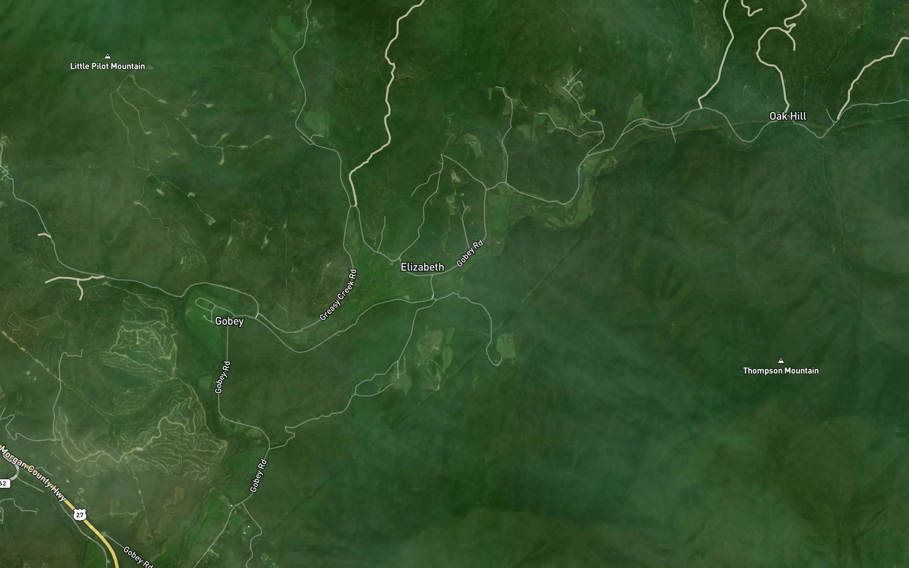Satellite map of the Hall Branch