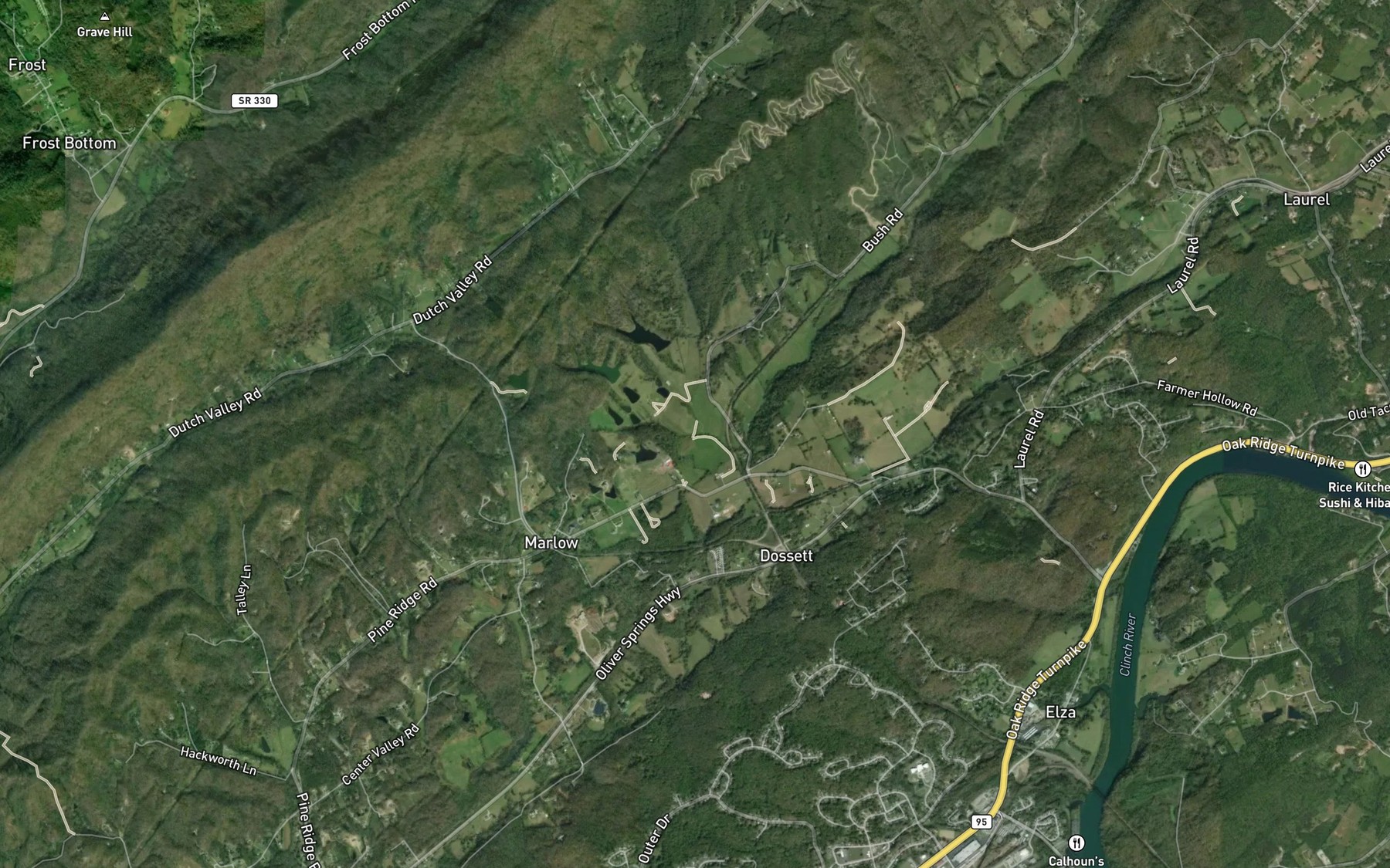 Satellite map of the Poplar Creek