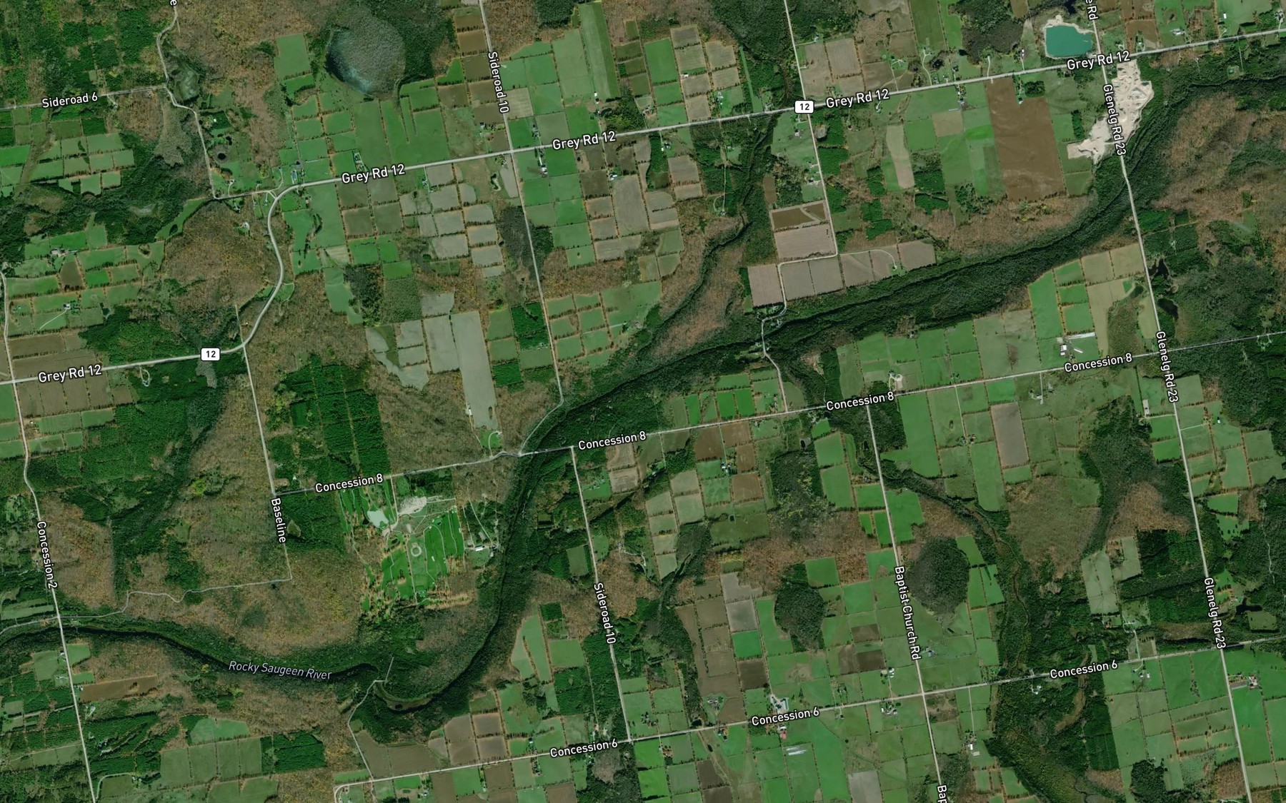 Satellite map of the Black's Creek