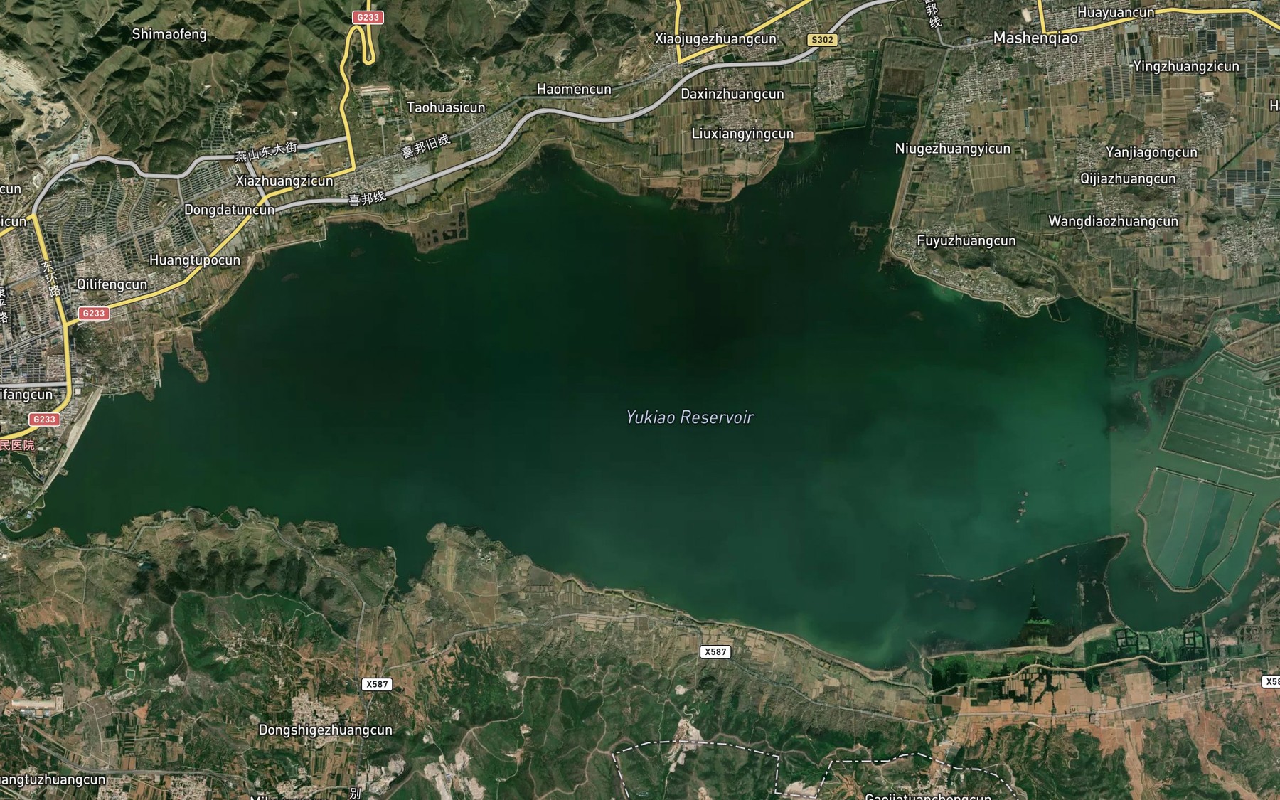 Satellite map of the Yuqiao Shuiku