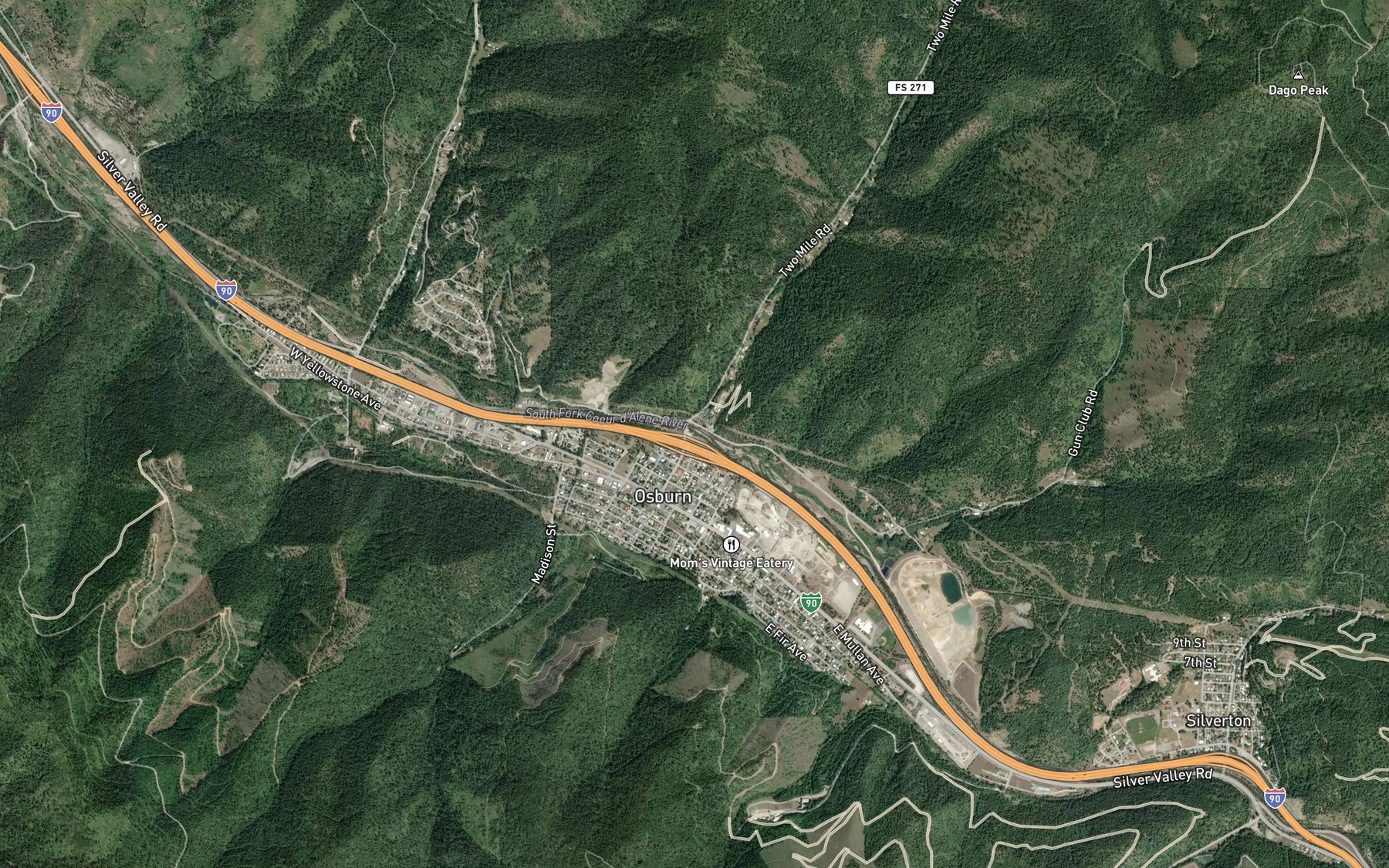 Satellite map of the Twomile Creek