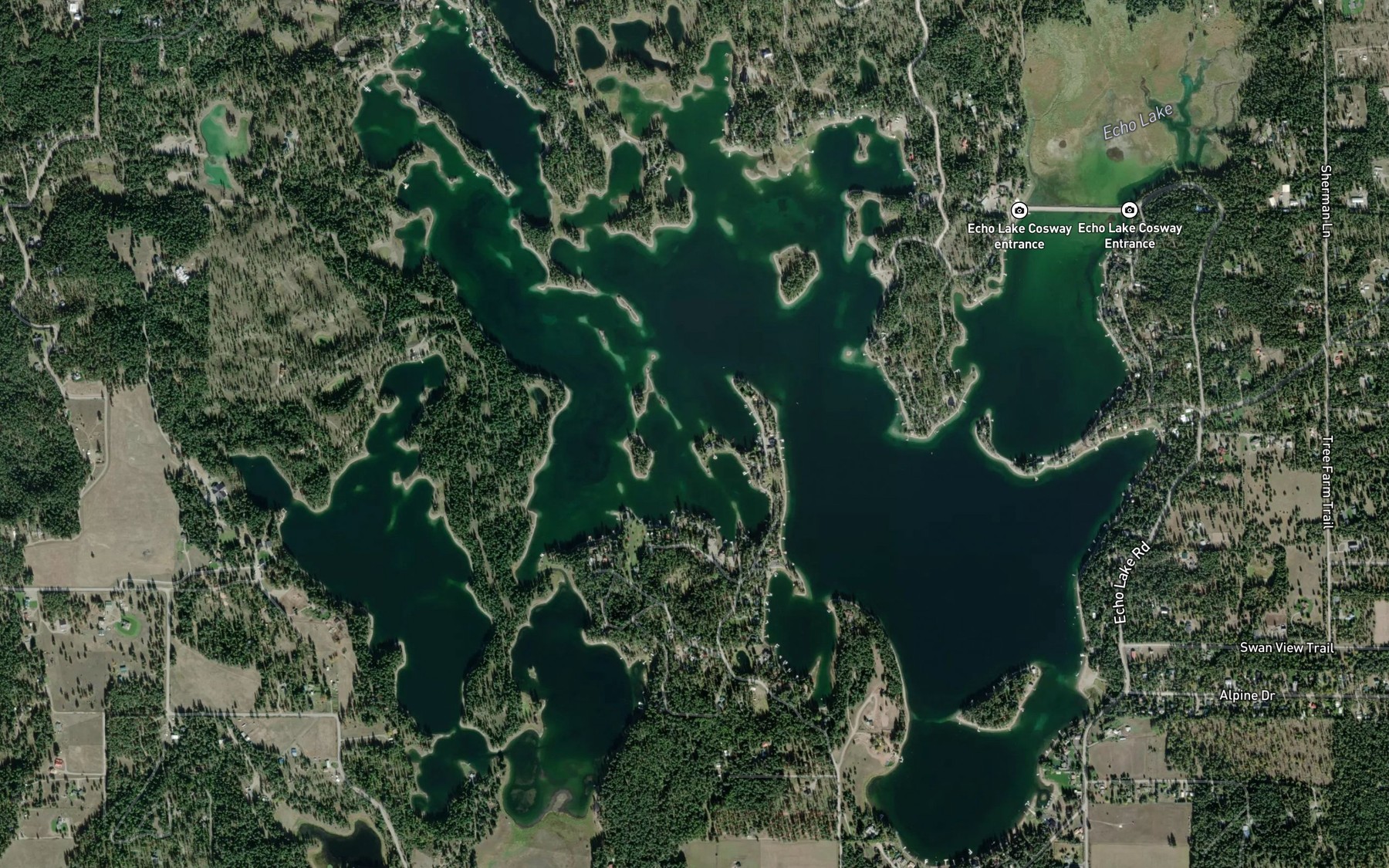 Satellite map of the Echo Lake