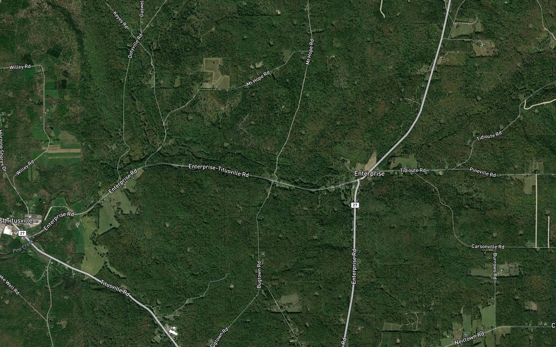 Satellite map of the Dunham Run