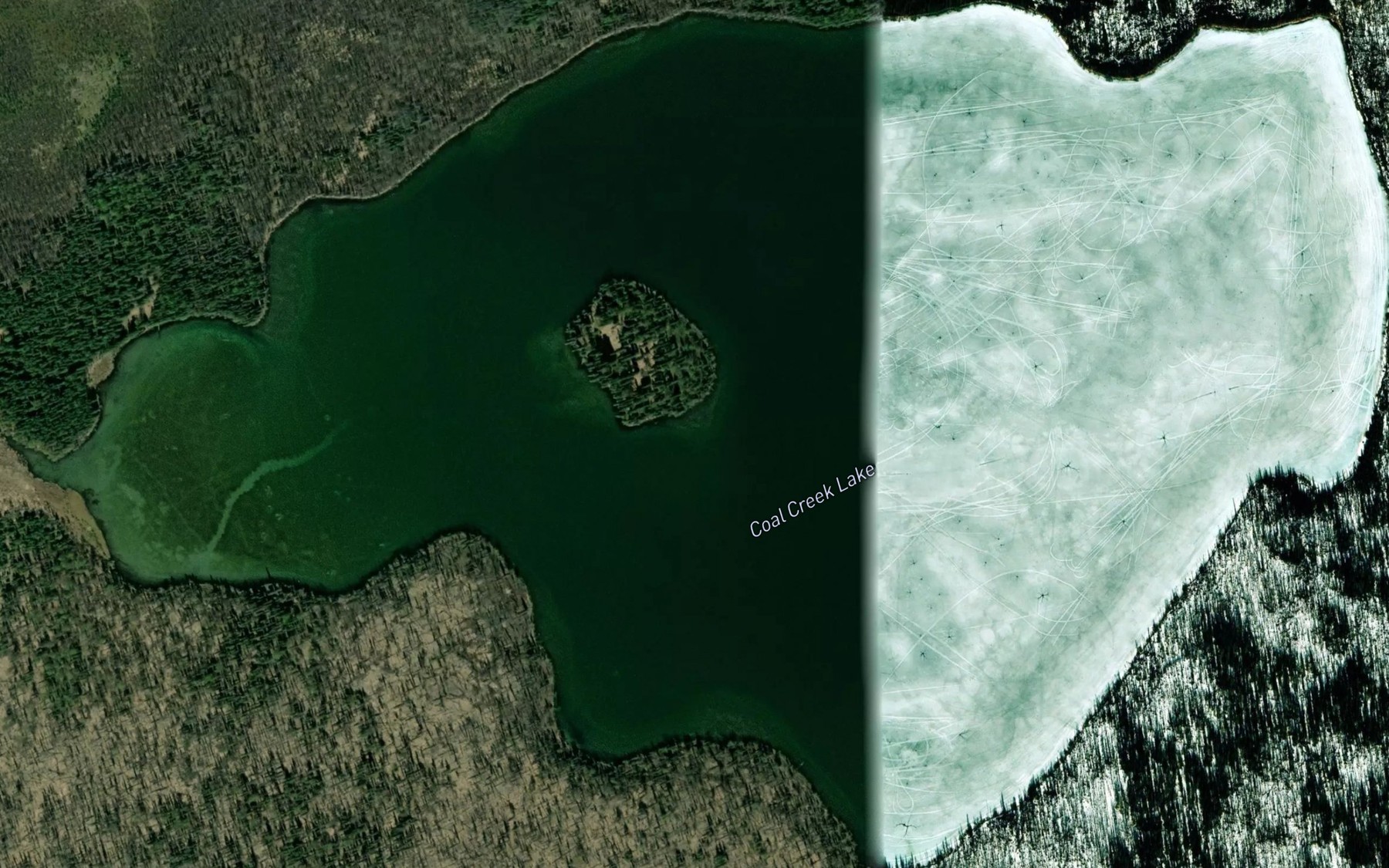 Satellite map of the Coal Creek Lake