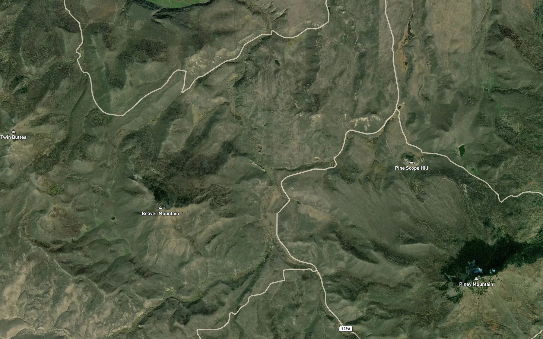 Satellite map of the Brown Creek