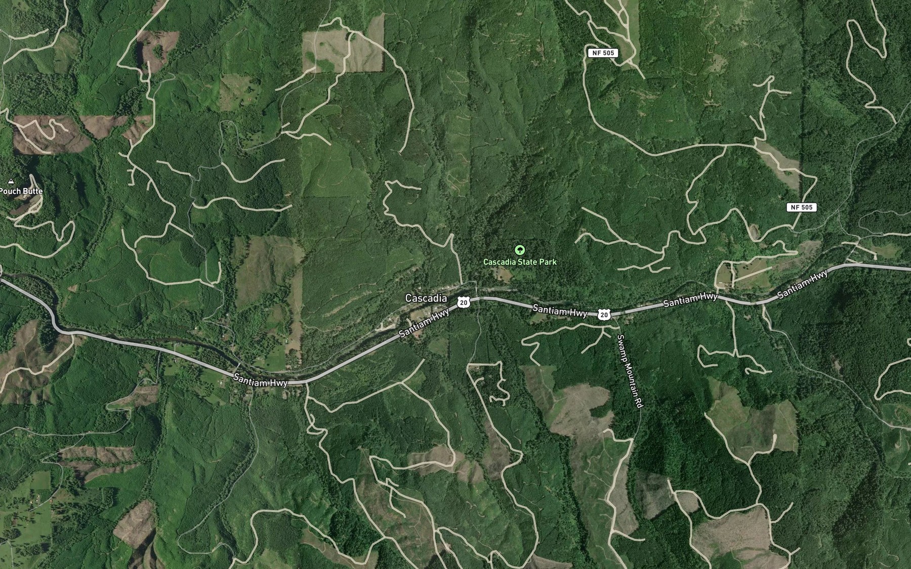Satellite map of the Cabin Creek
