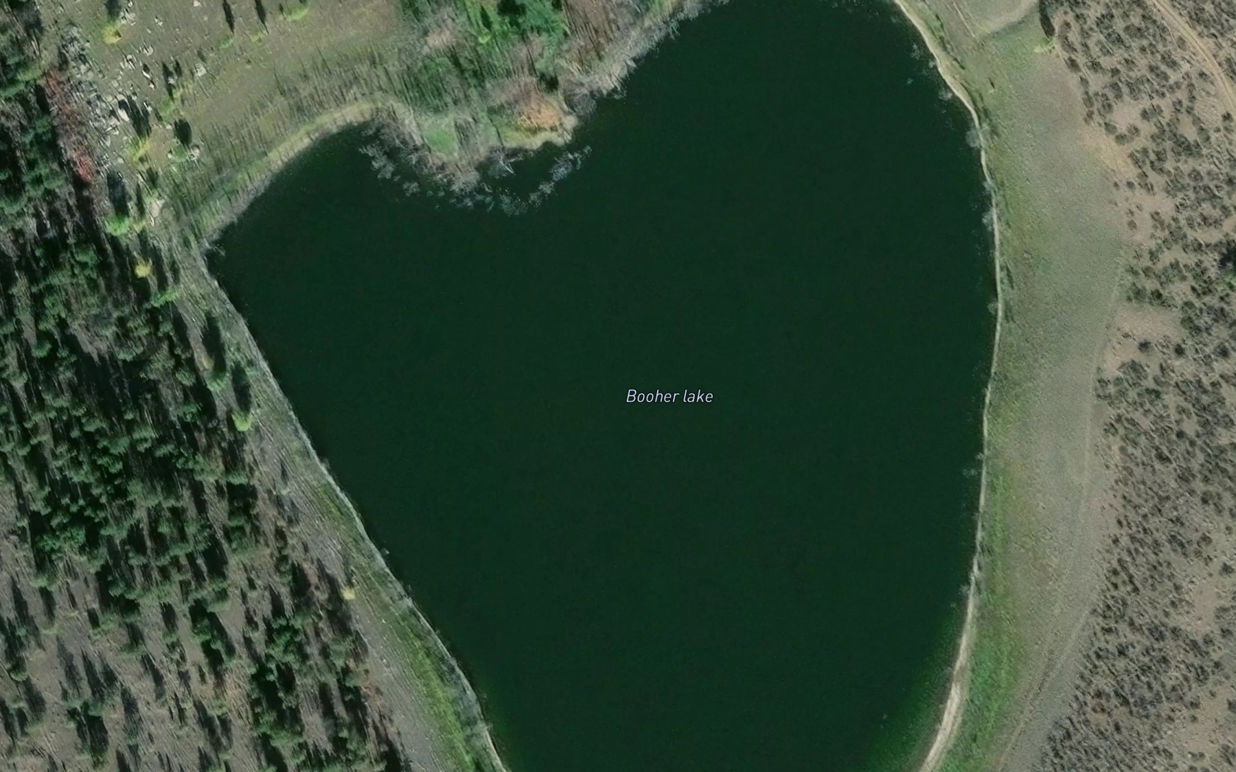 Satellite map of the Booher Lake