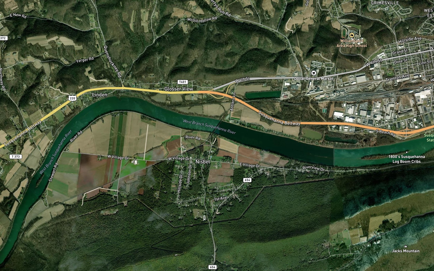 Satellite map of the Bender Run