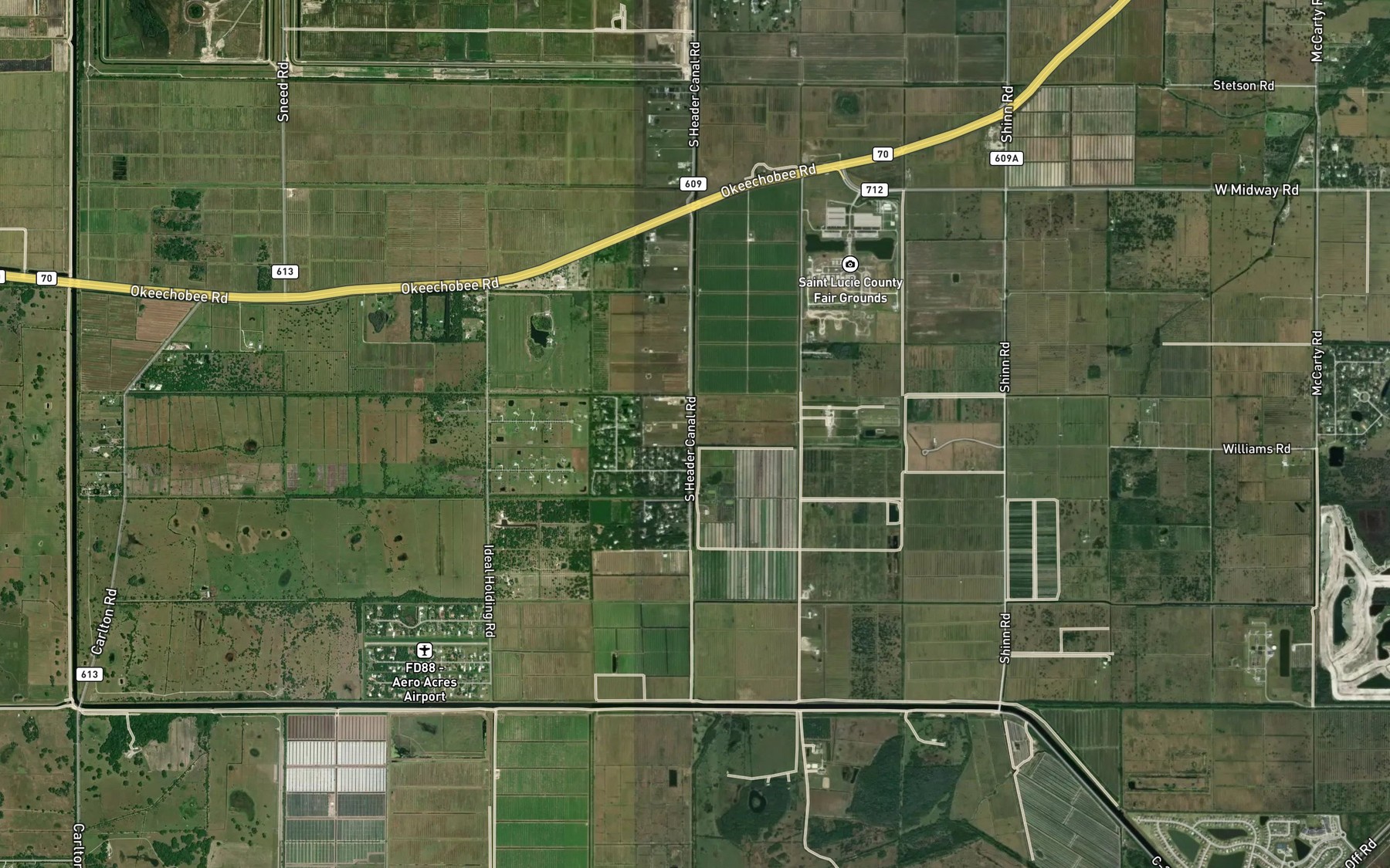 Satellite map of the Header Canal