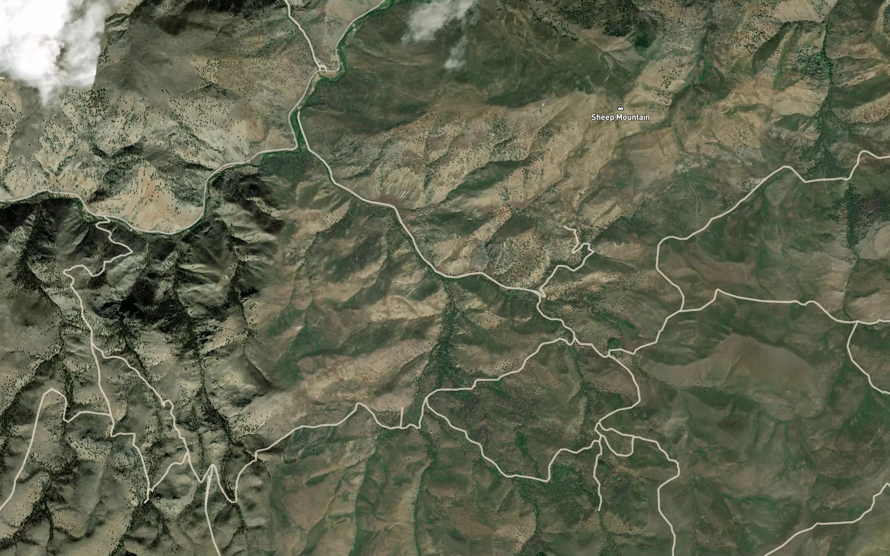 Satellite map of the Reagan Creek