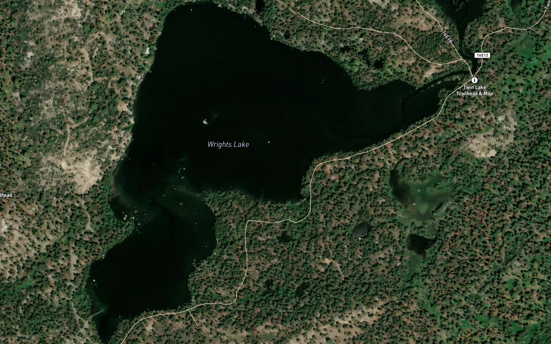 Satellite map of the Wrights Lake