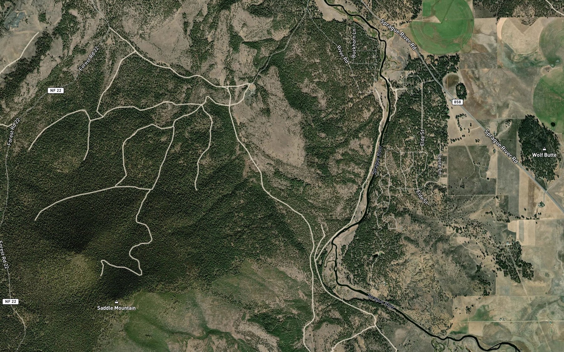 Satellite map of the Saddle Mountain Spring