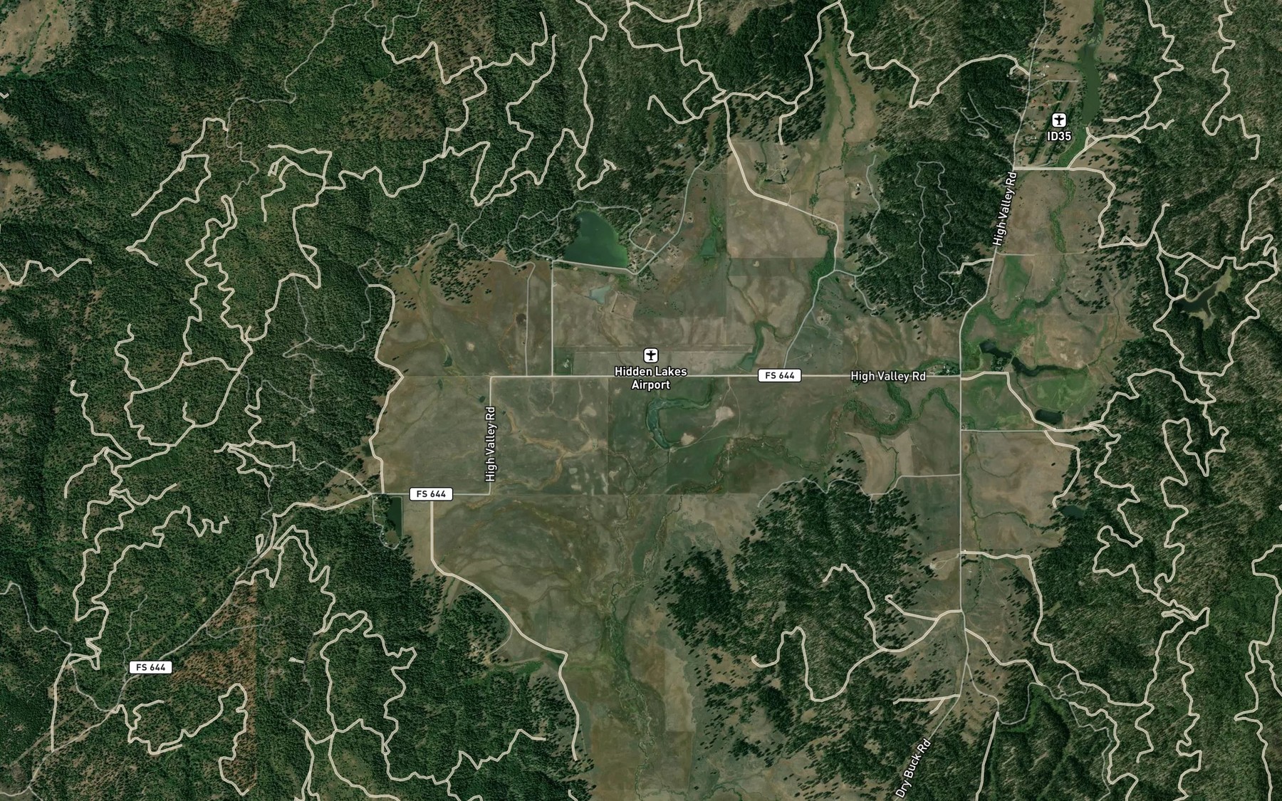 Satellite map of the Padget Creek