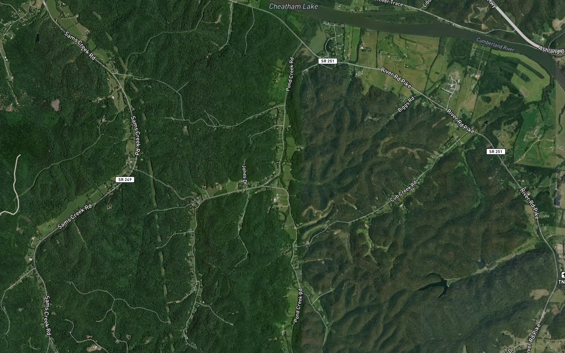 Satellite map of the West Fork Pond Creek