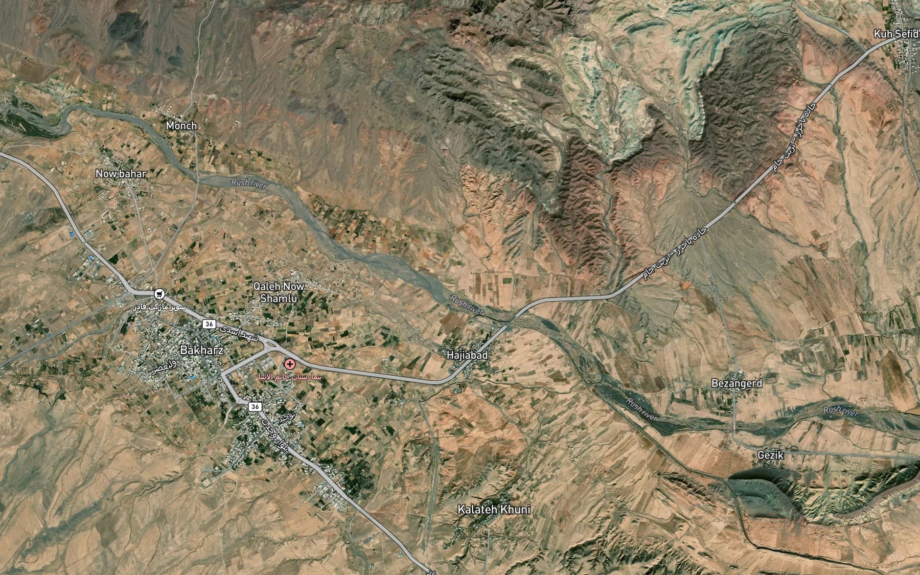 Satellite map of the Rud-e Rus