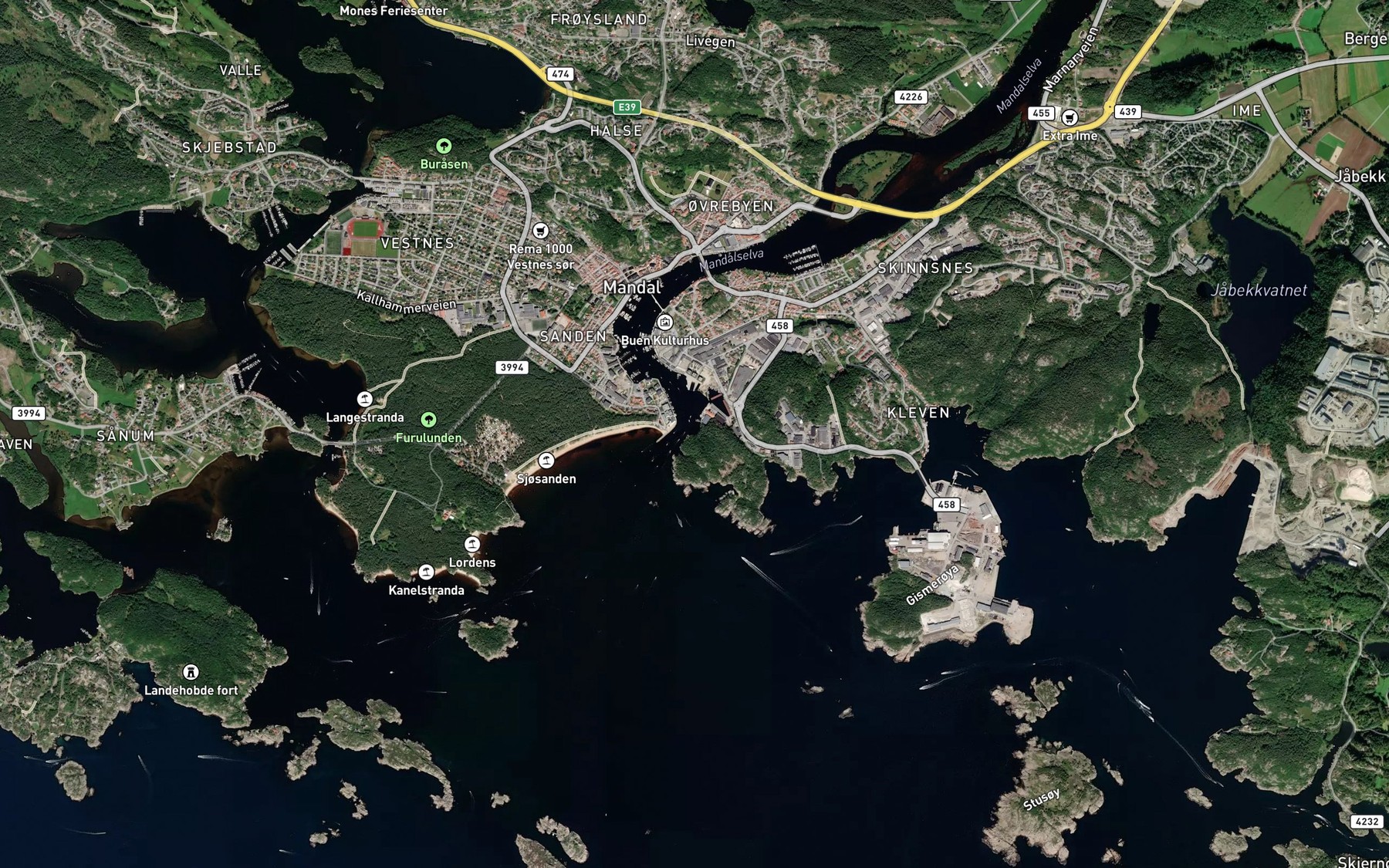 Satellite map of the Svege