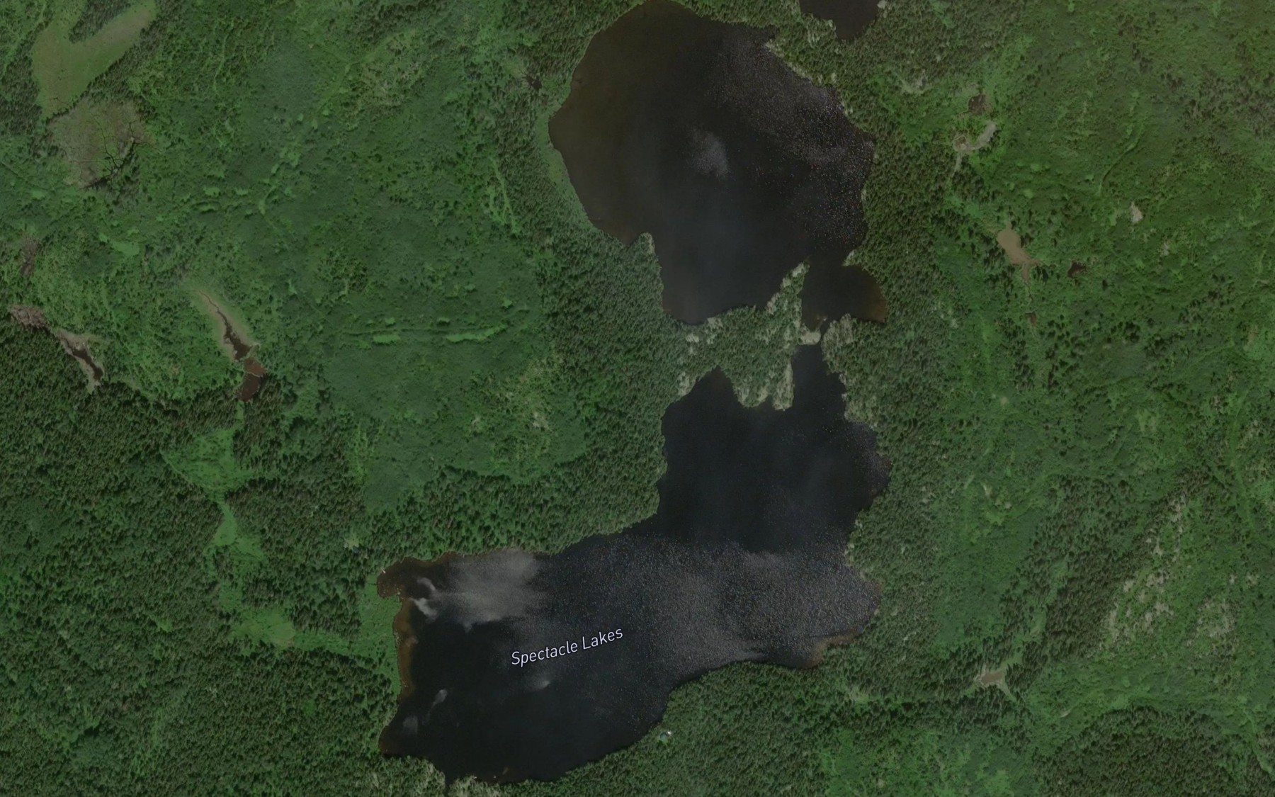 Satellite map of the Spectacle Lakes