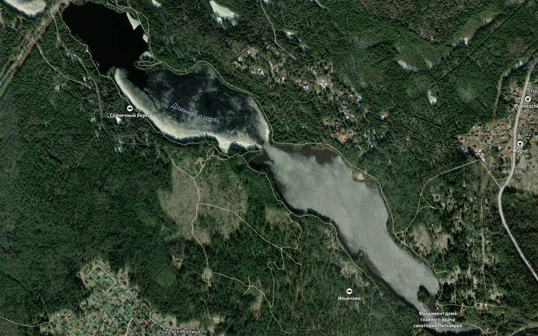 Satellite map of the Ozero Dlinnoye