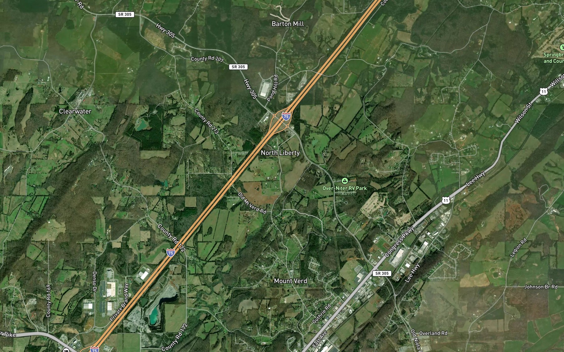 Satellite map of the Liberty Branch