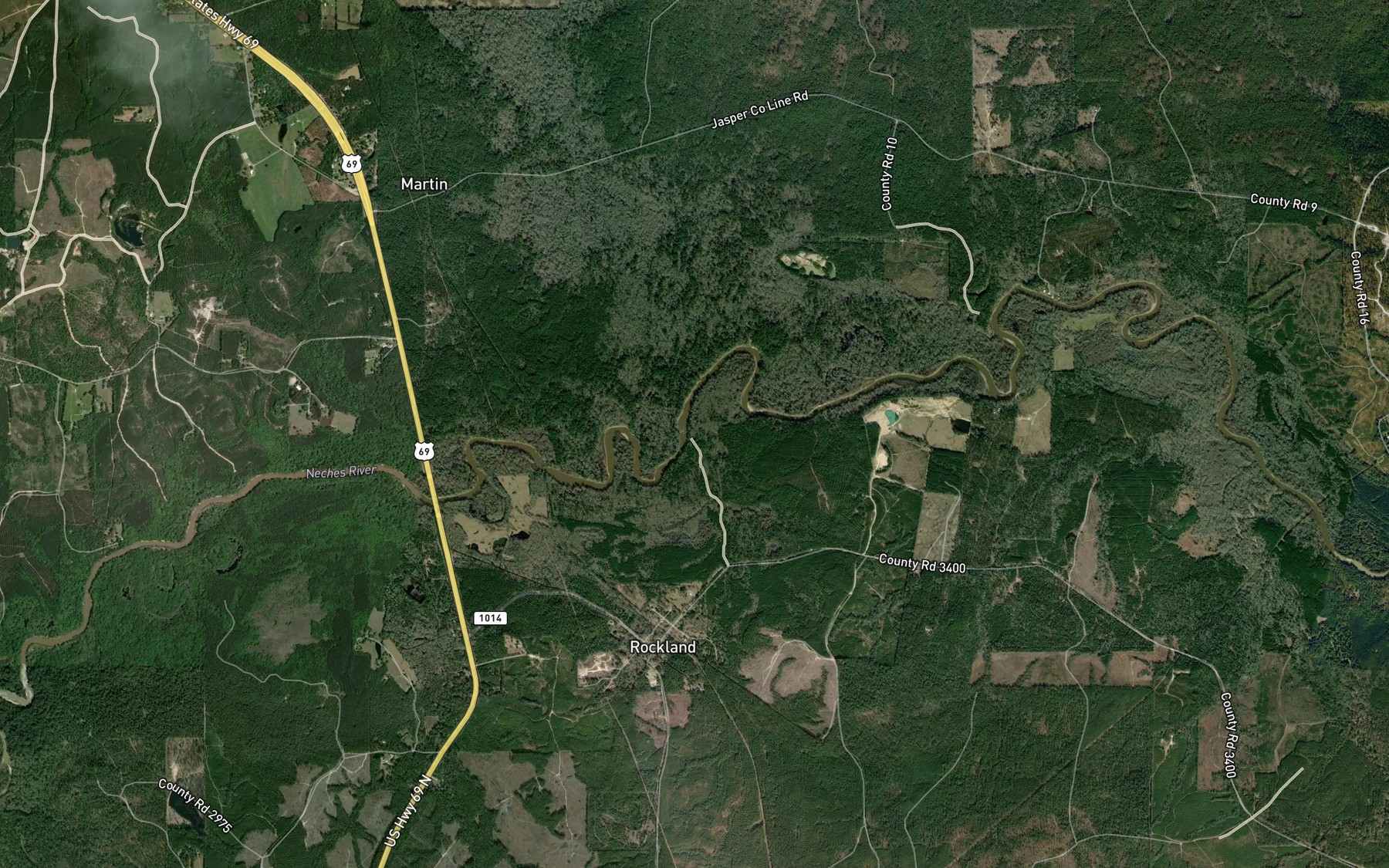 Satellite map of the Sulphur Branch