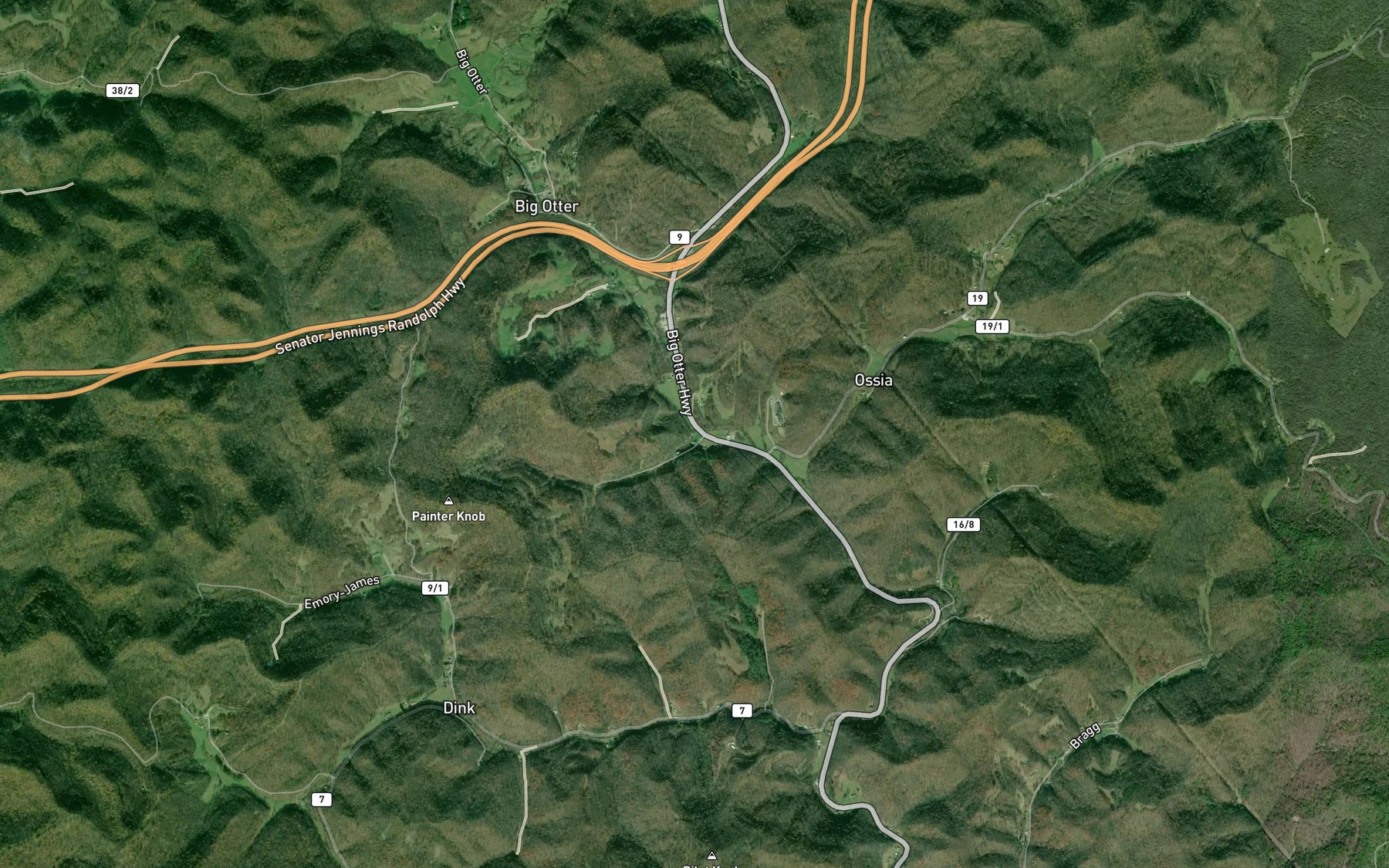 Satellite map of the Swimminghole Run