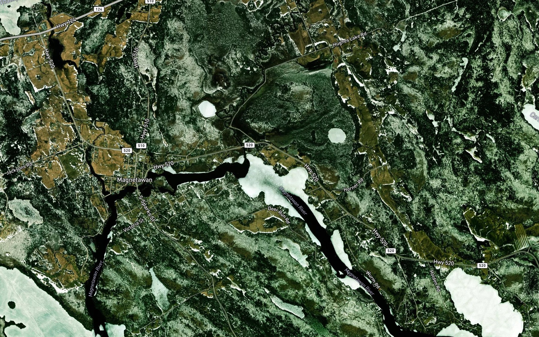 Satellite map of the Distress River