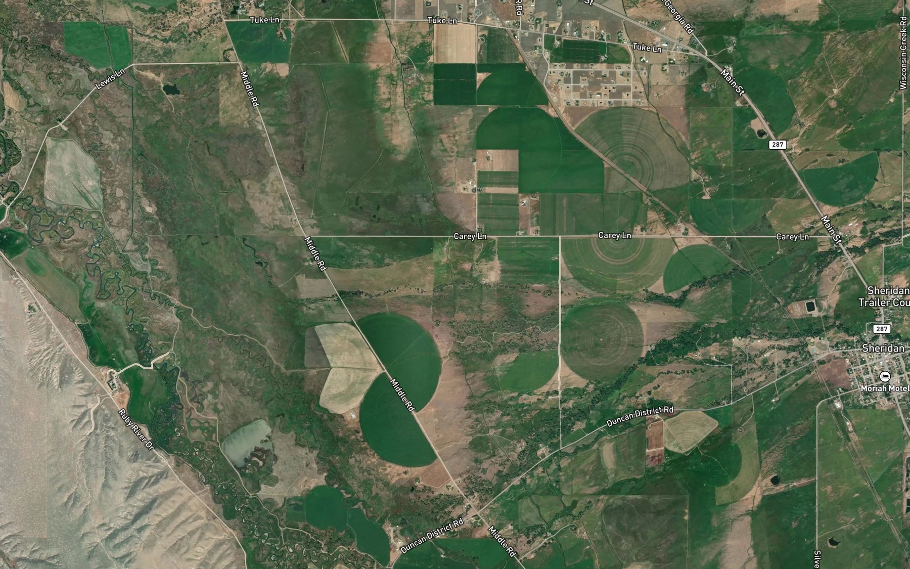 Satellite map of the Thompson Ditch