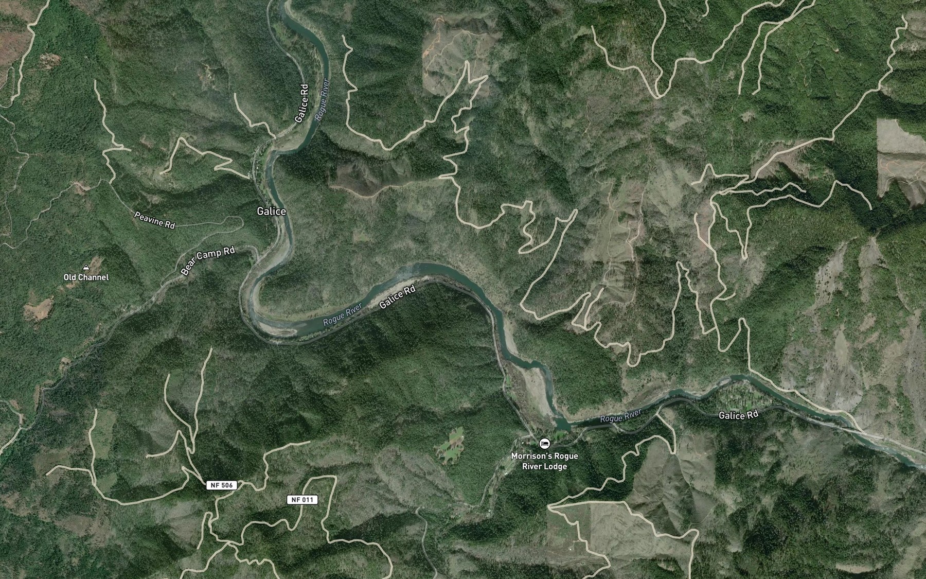Satellite map of the Ennis Riffle