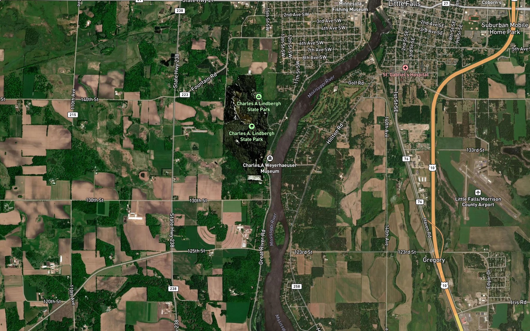 Satellite map of the Pike Creek