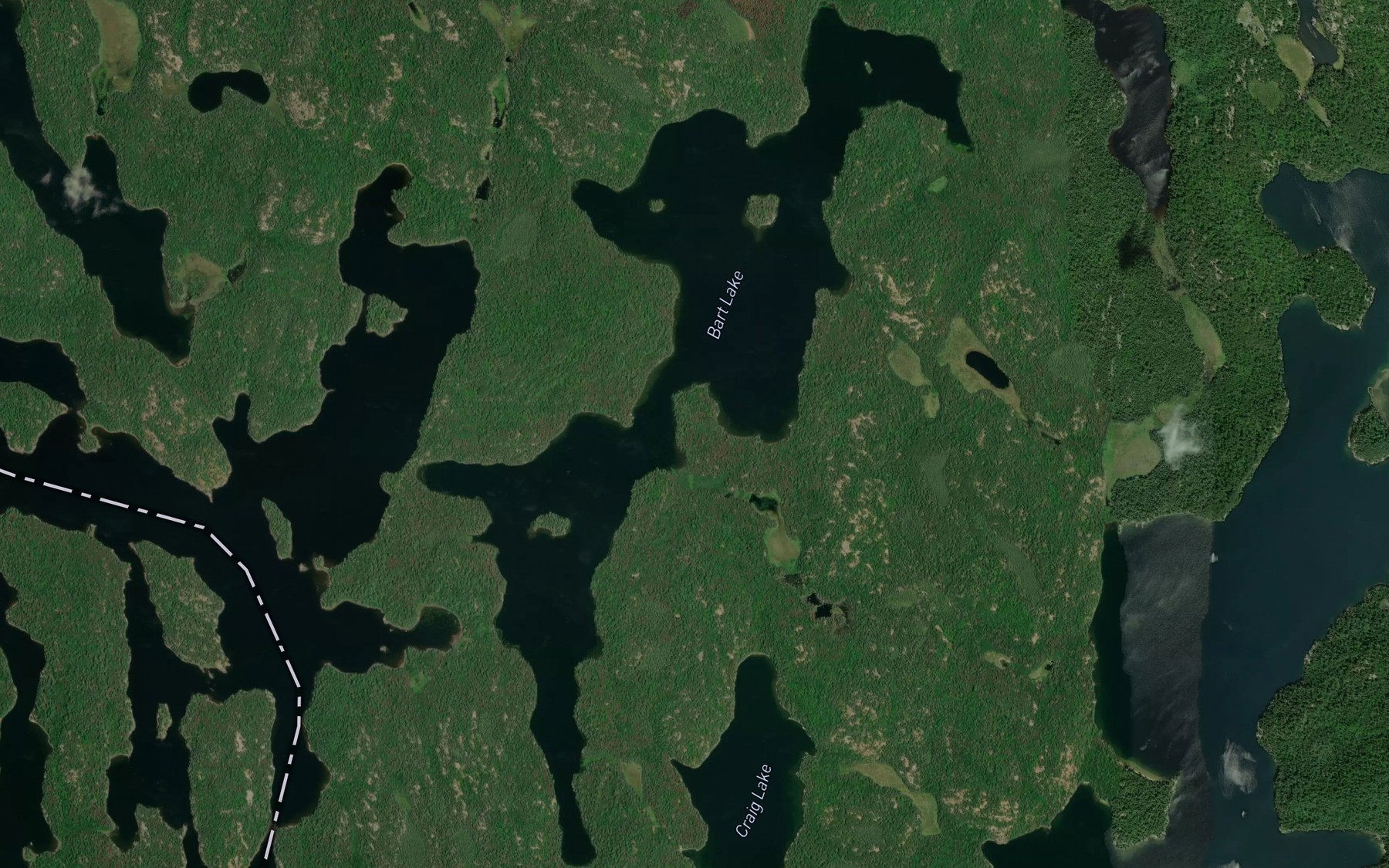 Satellite map of the Bart Lake