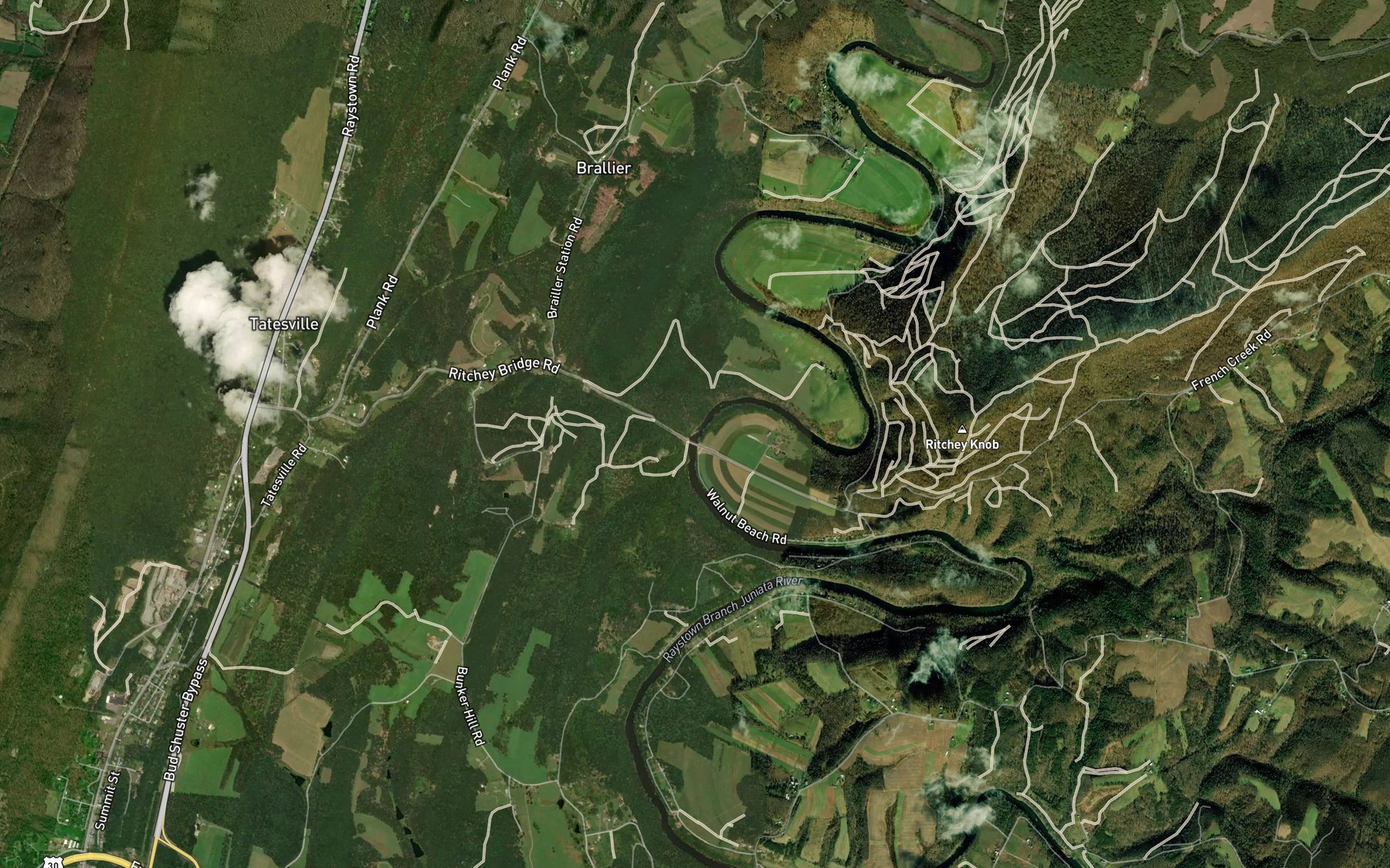 Satellite map of the Johns Branch