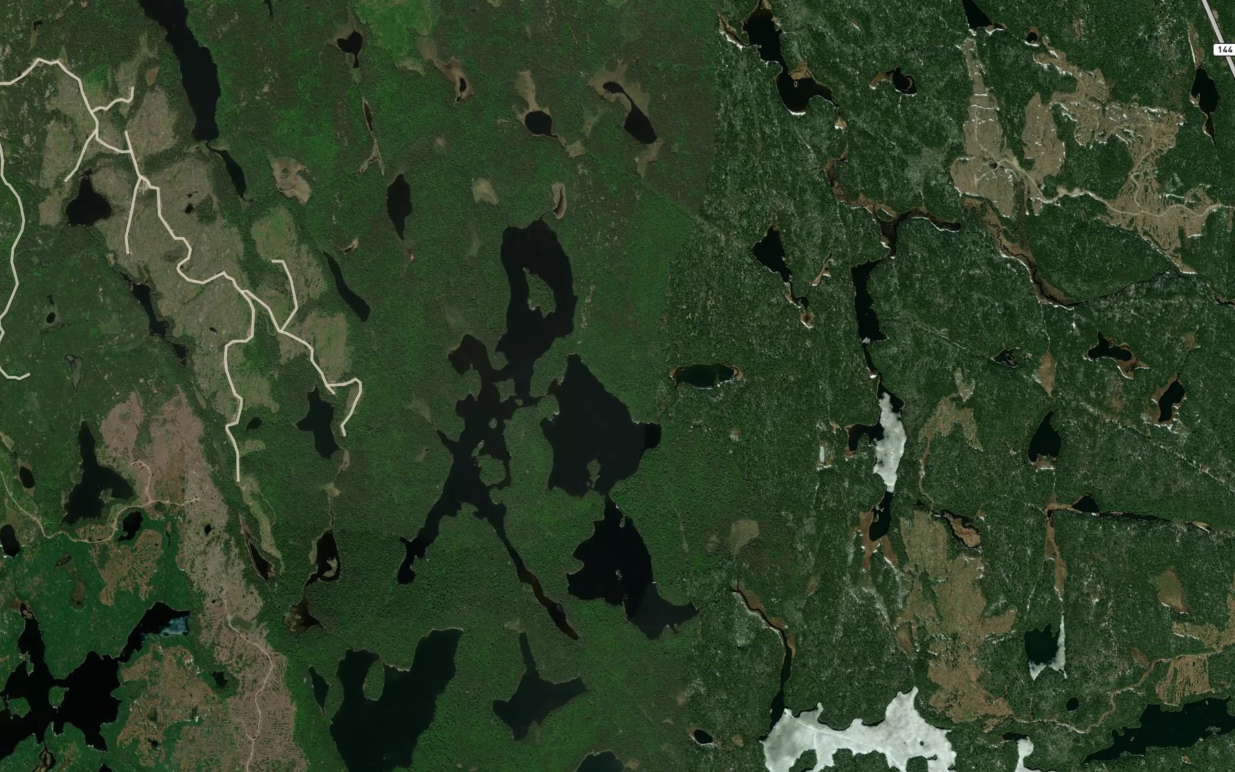 Satellite map of the Upper Path Lakes