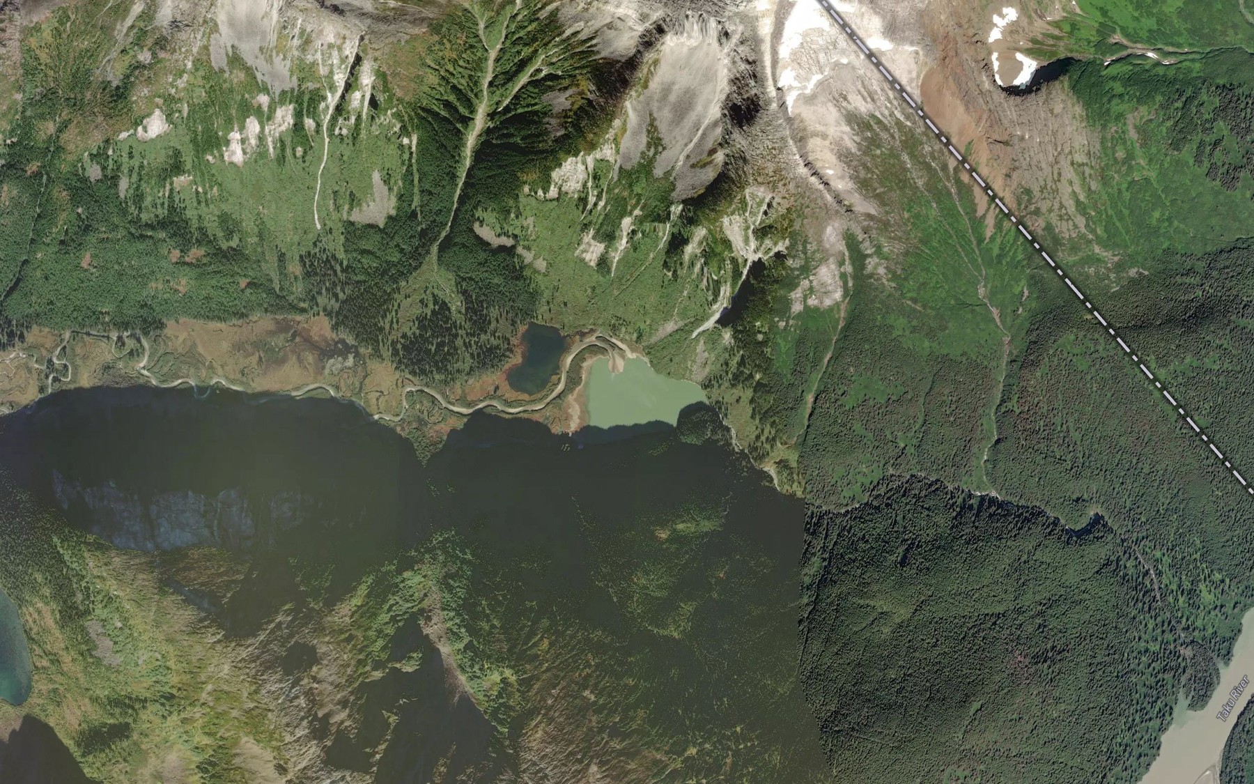 Satellite map of the Boundary Lake