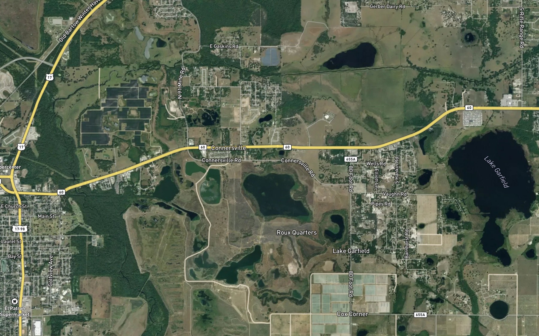 Satellite map of the Polk Lake