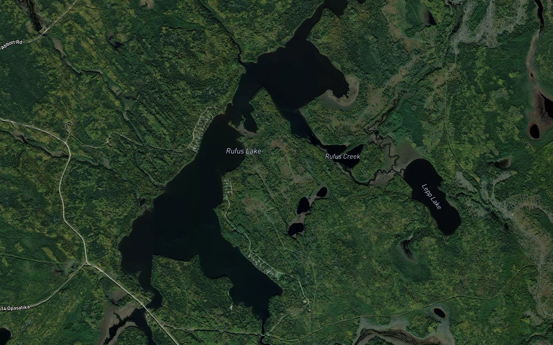 Satellite map of the Rufus Creek