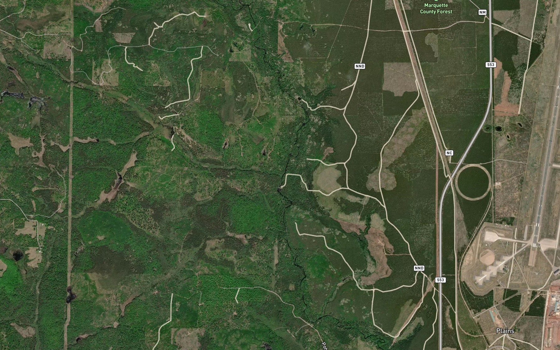 Satellite map of the O'Neal Creek
