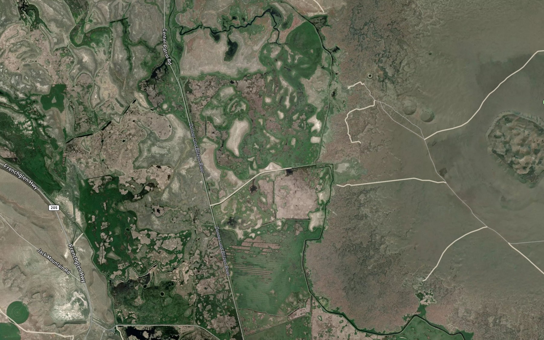 Satellite map of the Skunk Farm Canal