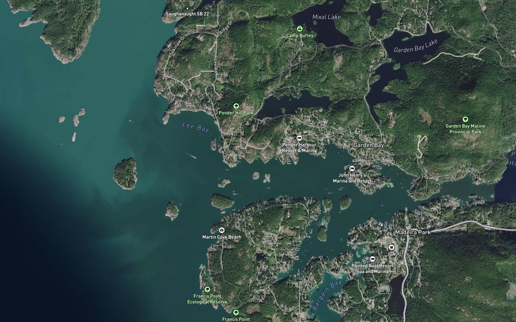 Satellite map of the Bill Bay