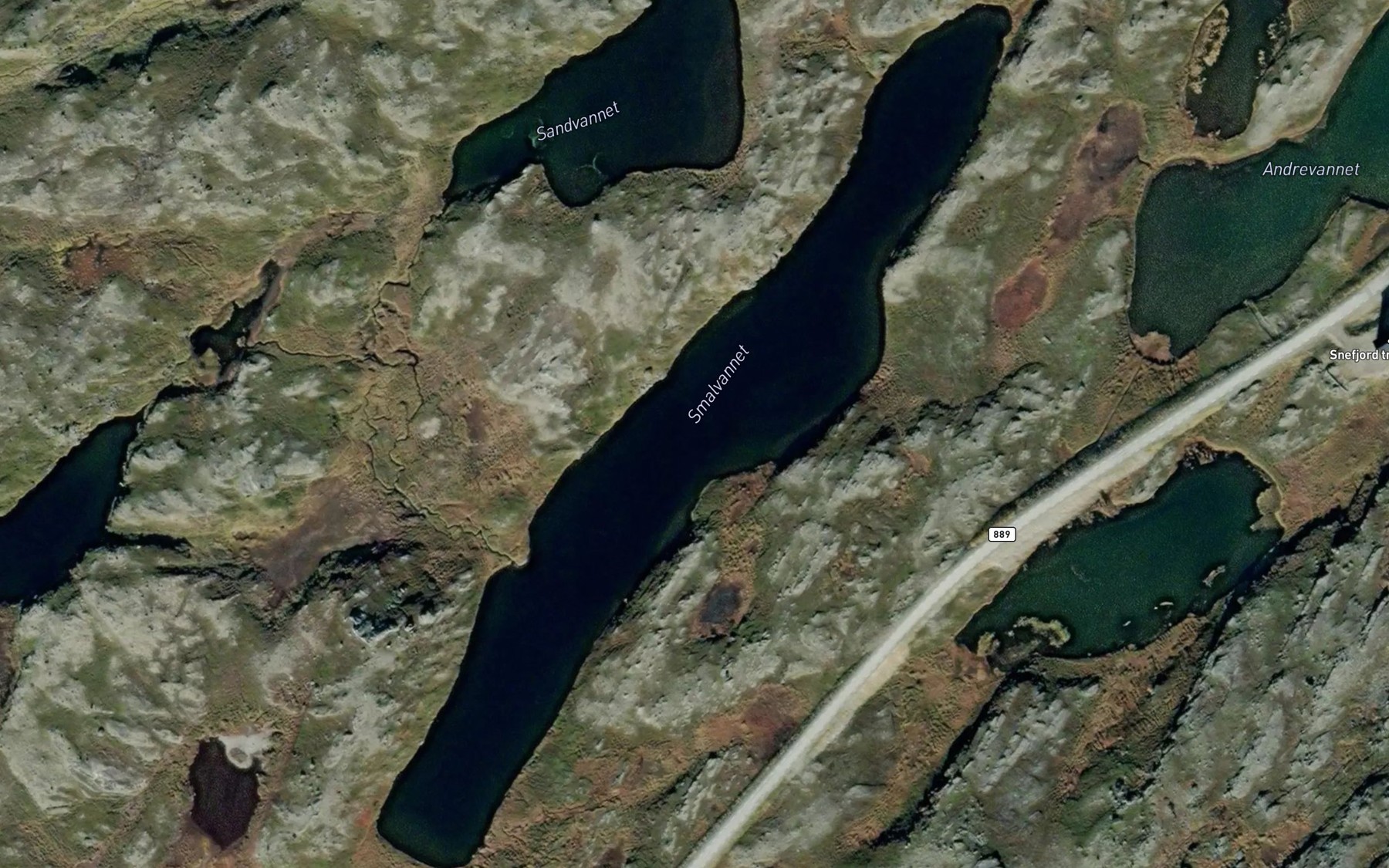 Satellite map of the Langvannet