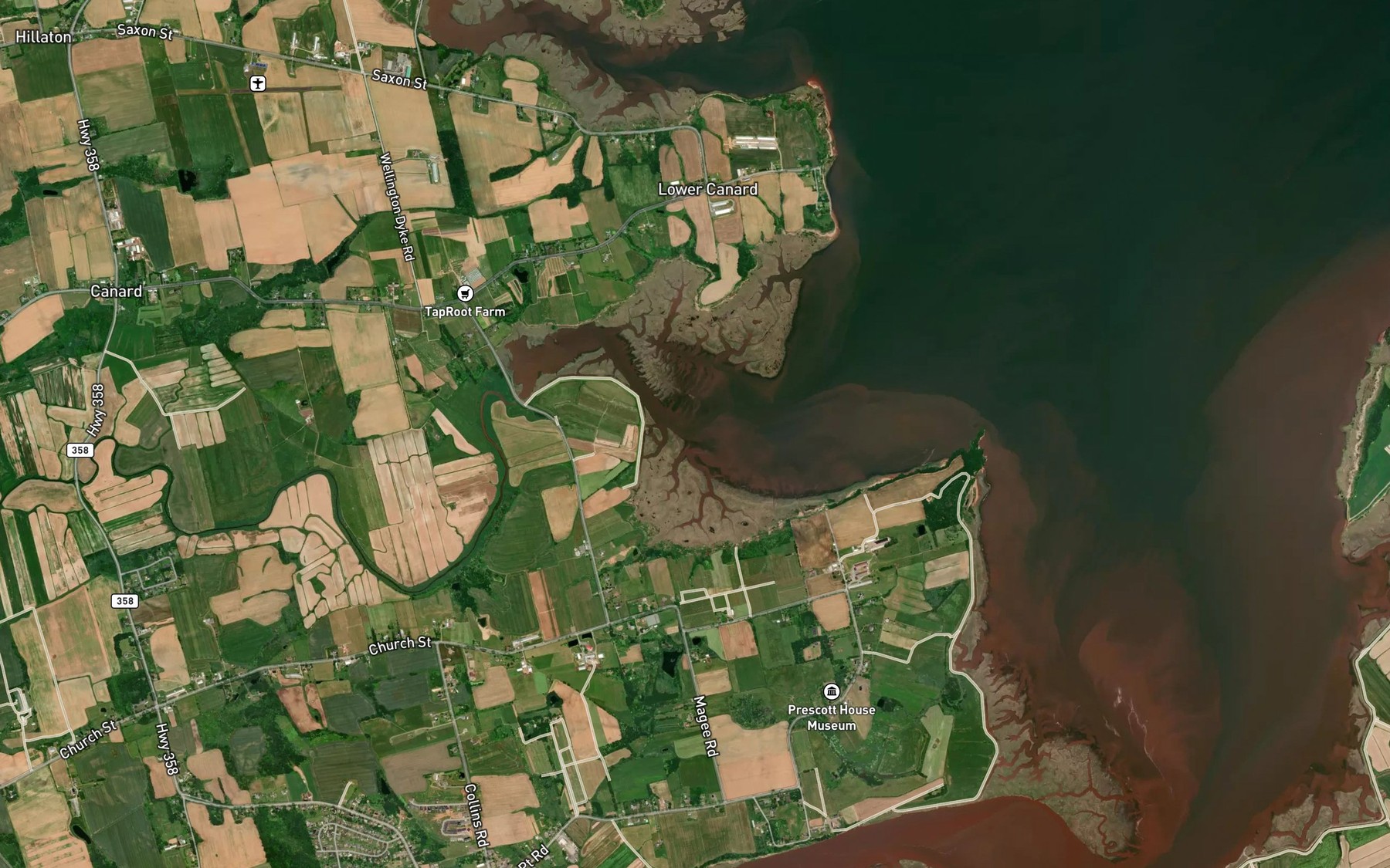 Satellite map of the Canard River
