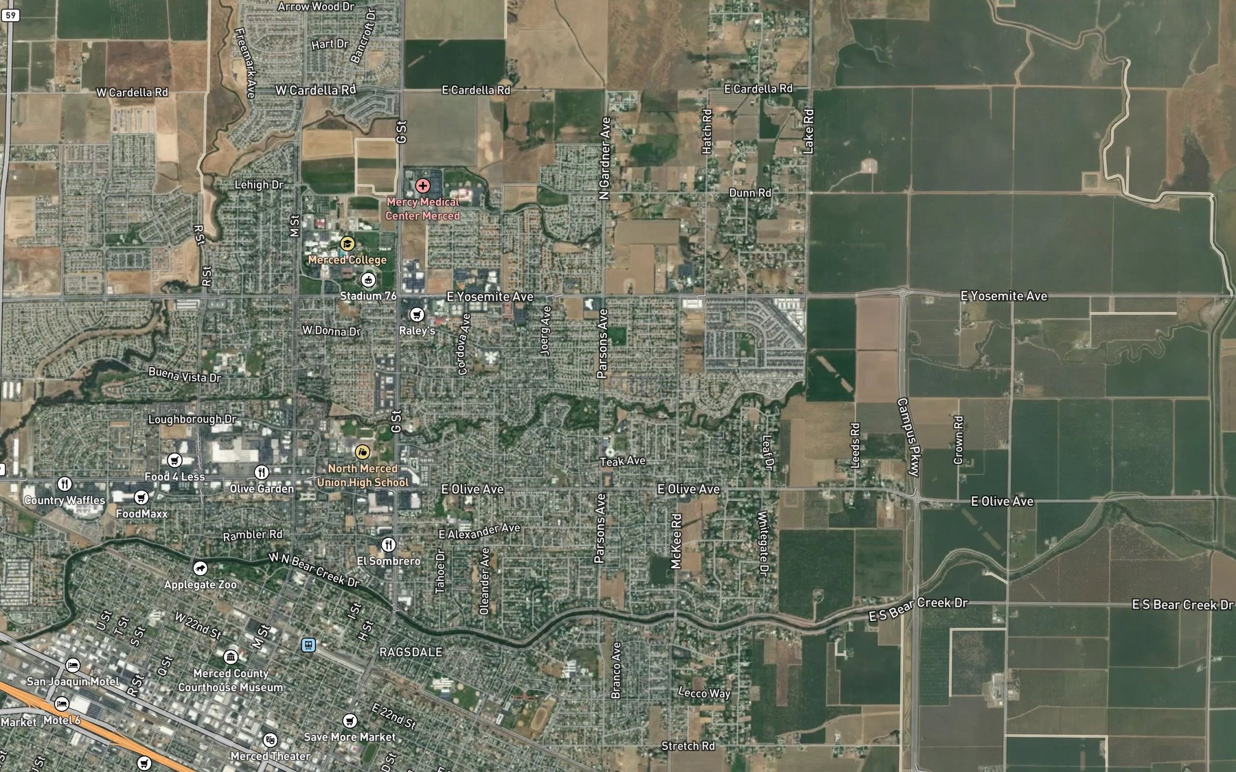 Satellite map of the Bradley Lateral