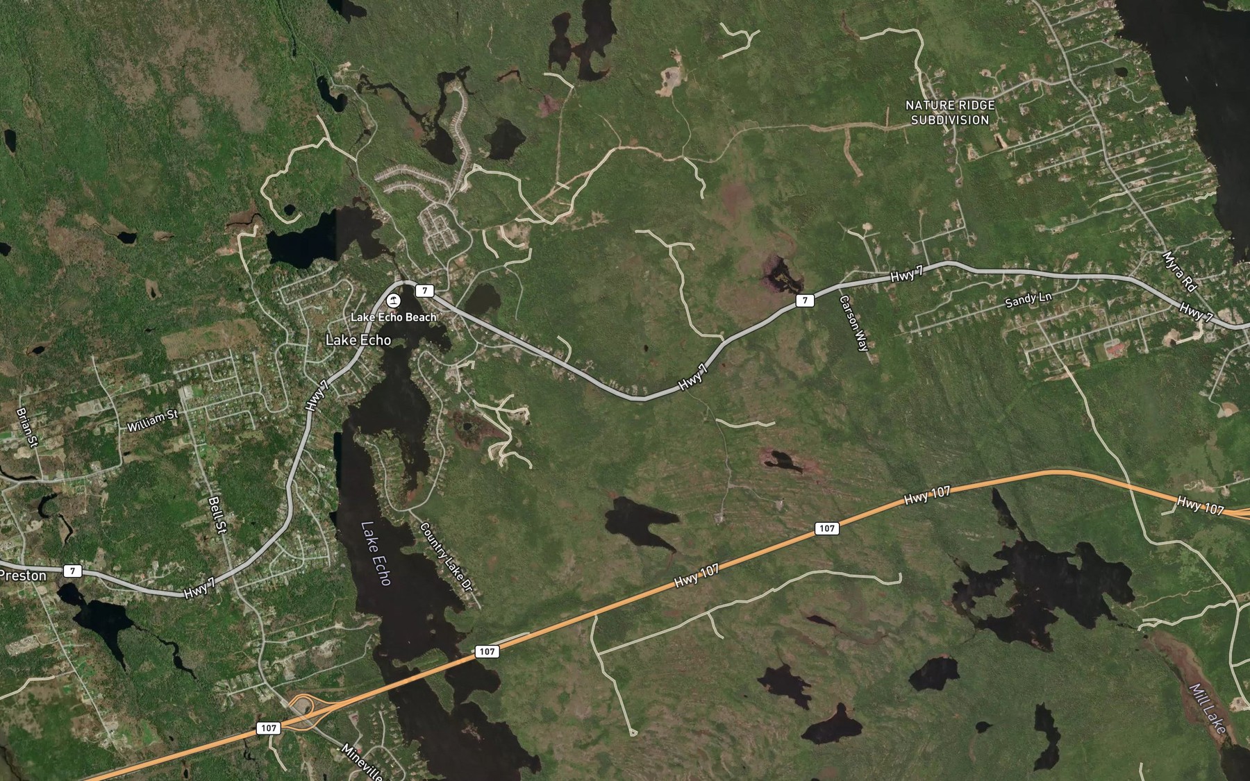 Satellite map of the McCoys Pond