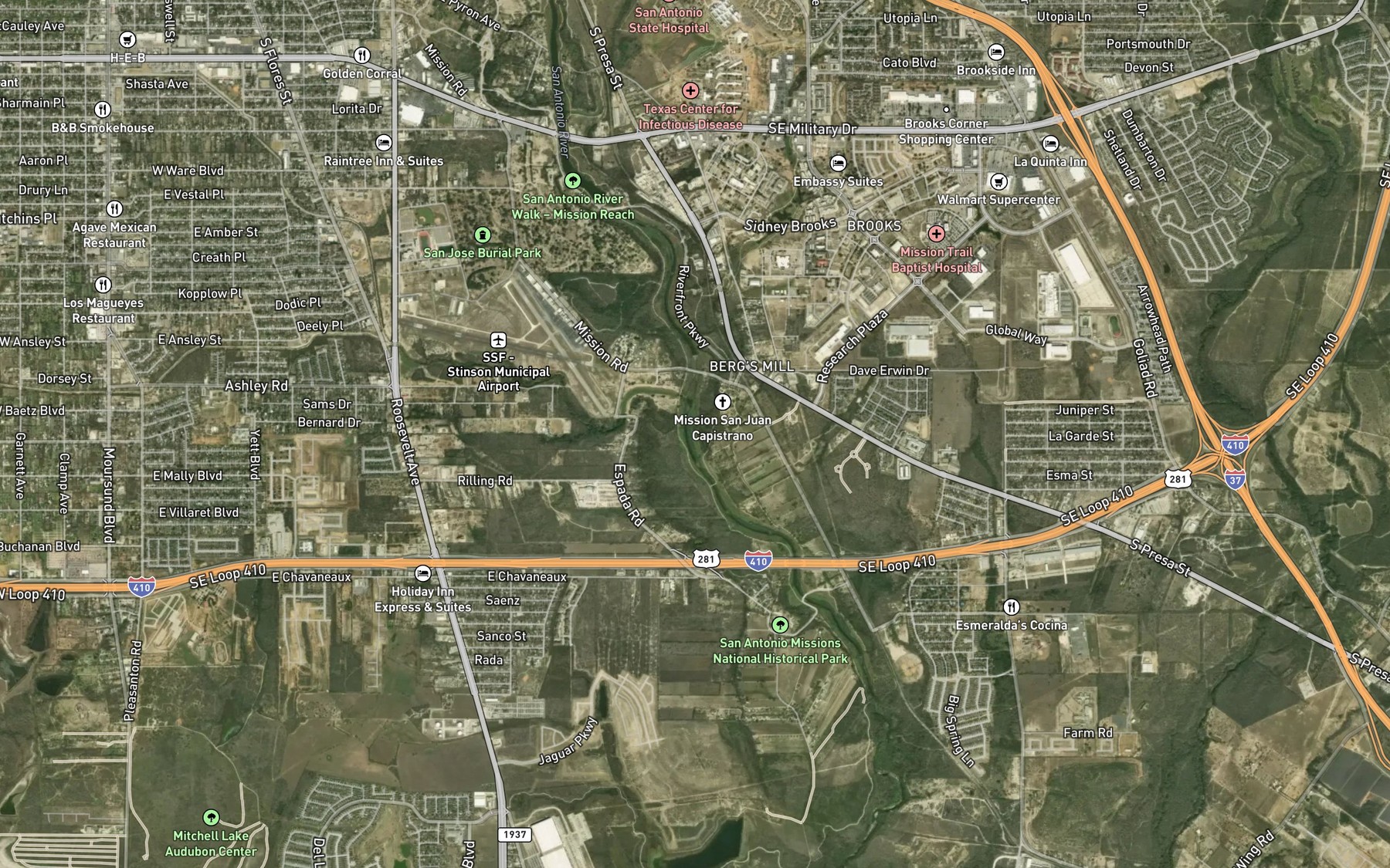 Satellite map of the Sixmile Creek