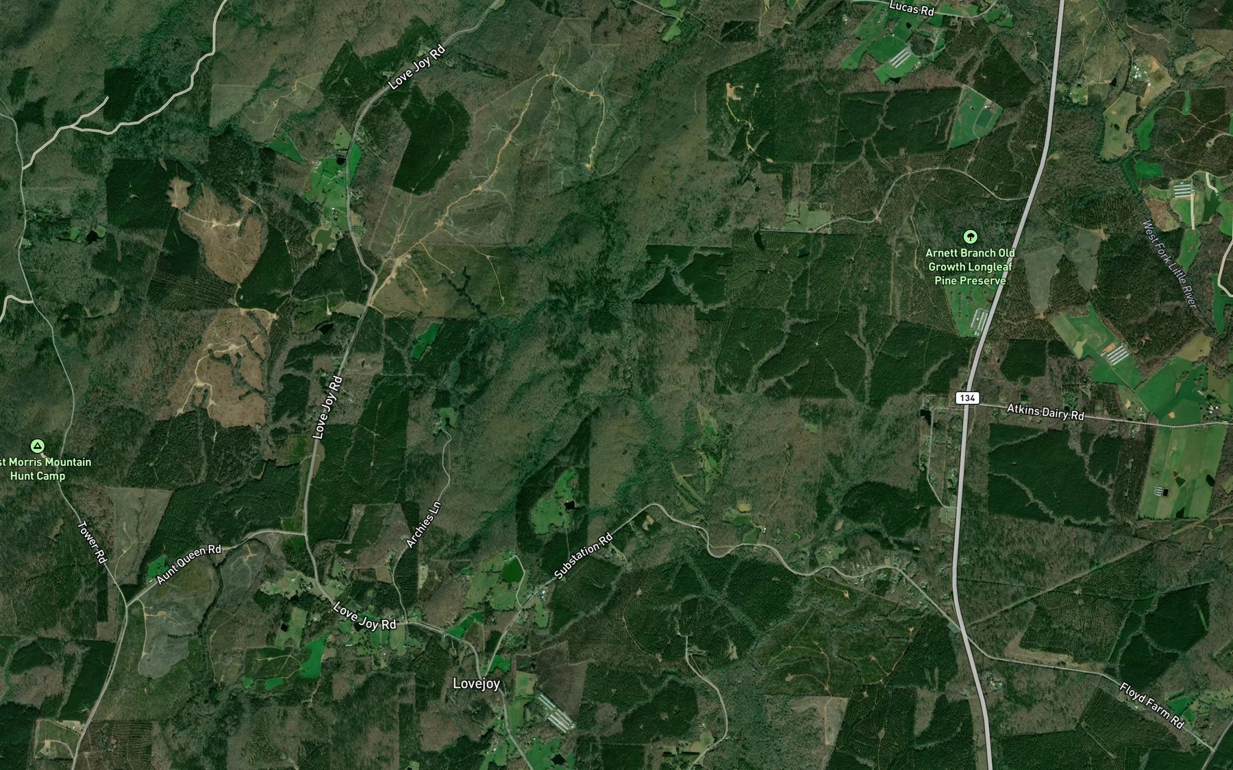 Satellite map of the Haystack Branch