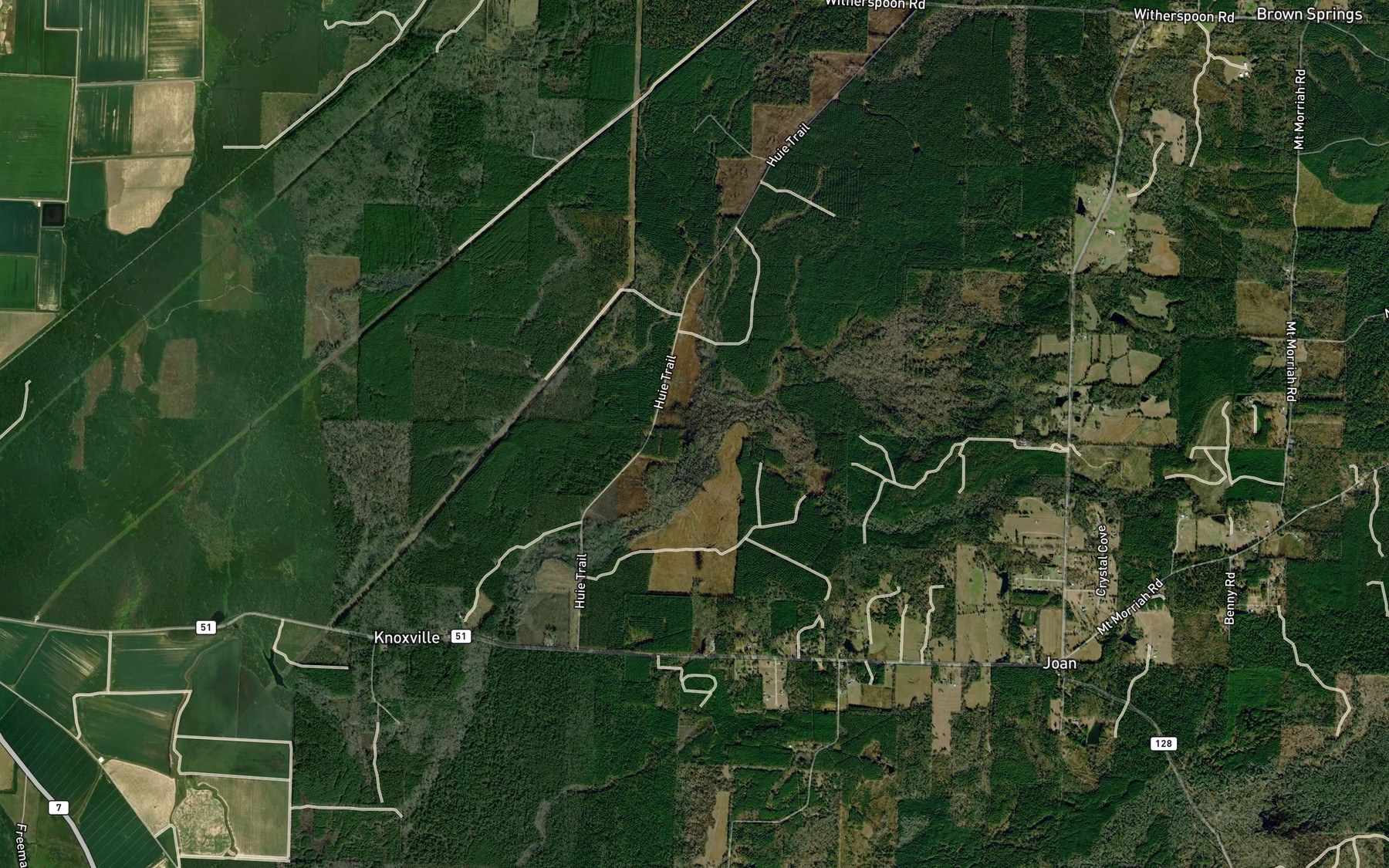 Satellite map of the Williams Branch