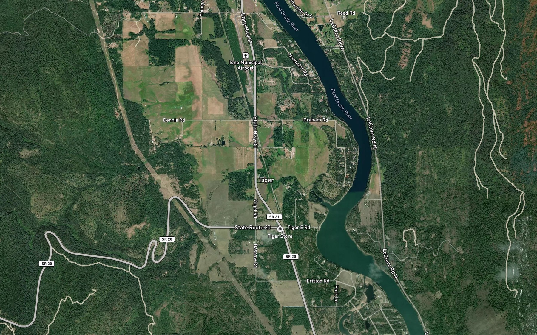 Satellite map of the Diamond Creek